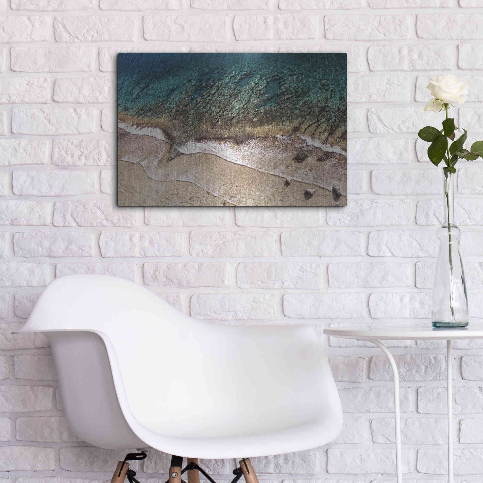 Luxe Metal Art 'Sand and Sea' by Debra Van Swearingen, Metal Wall Art,24x16