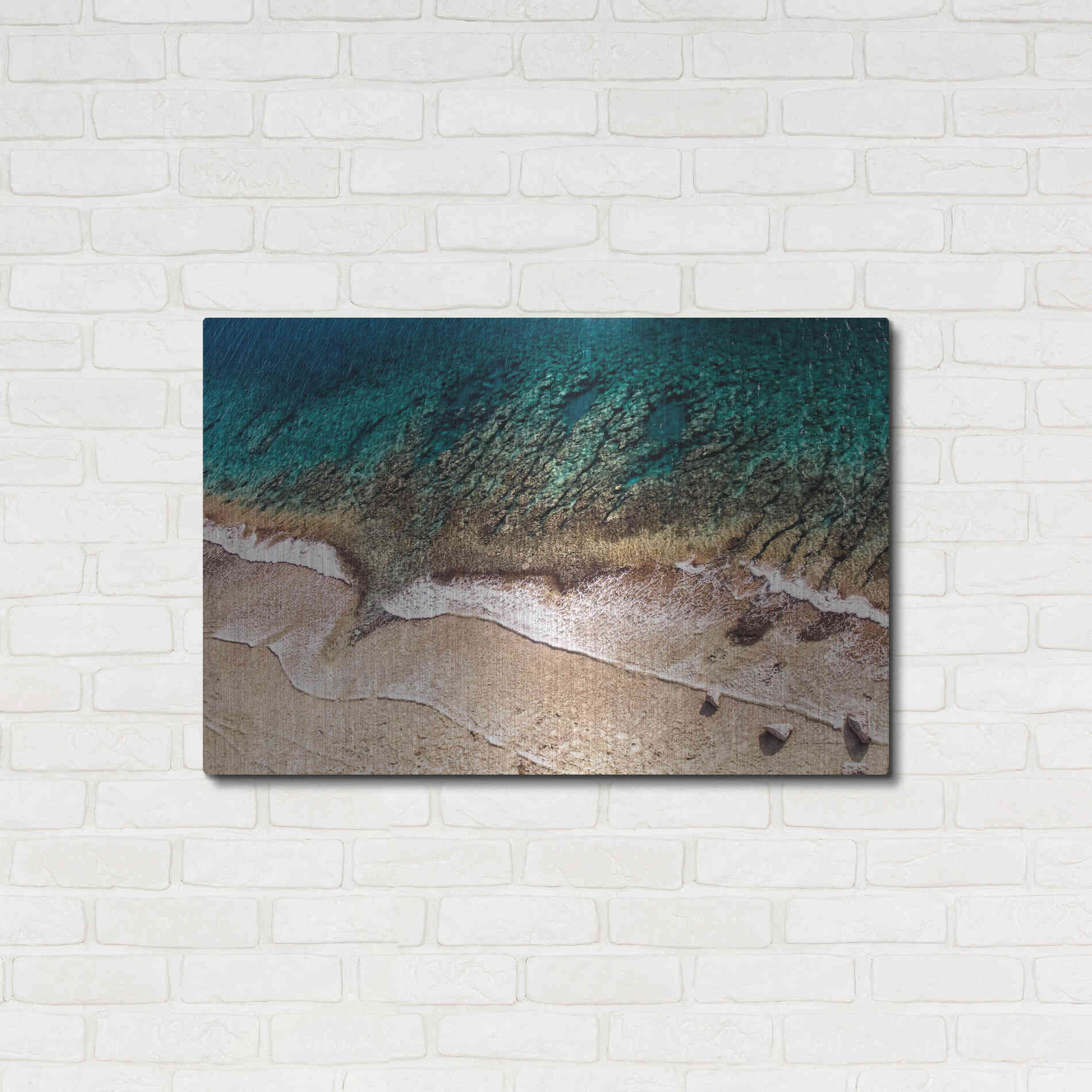 Luxe Metal Art 'Sand and Sea' by Debra Van Swearingen, Metal Wall Art,36x24