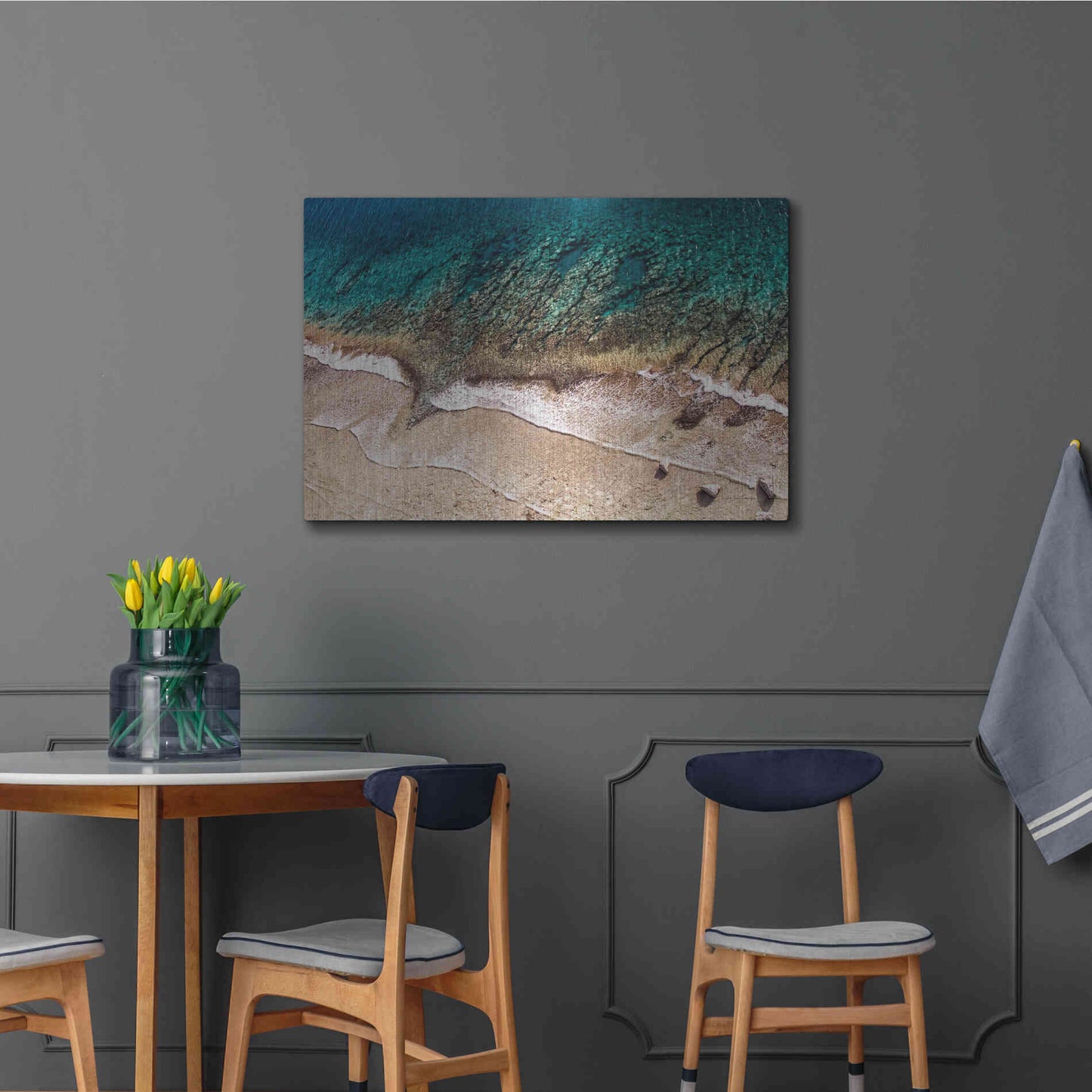 Luxe Metal Art 'Sand and Sea' by Debra Van Swearingen, Metal Wall Art,36x24