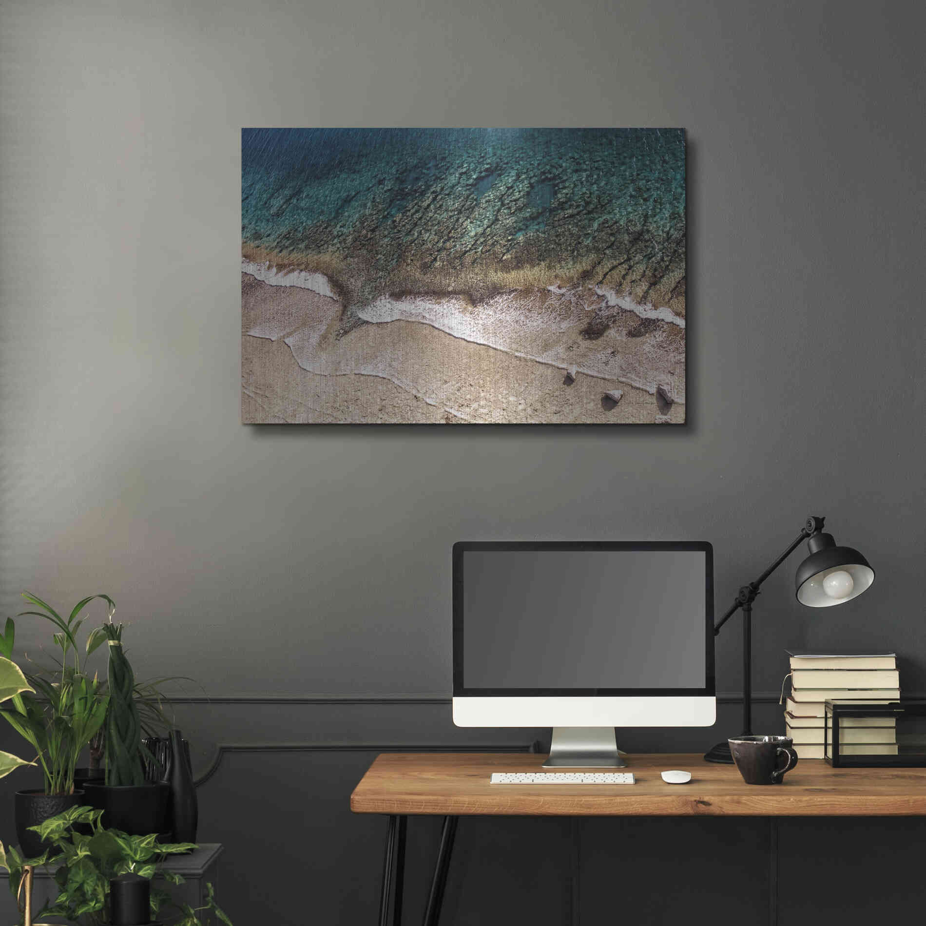 Luxe Metal Art 'Sand and Sea' by Debra Van Swearingen, Metal Wall Art,36x24