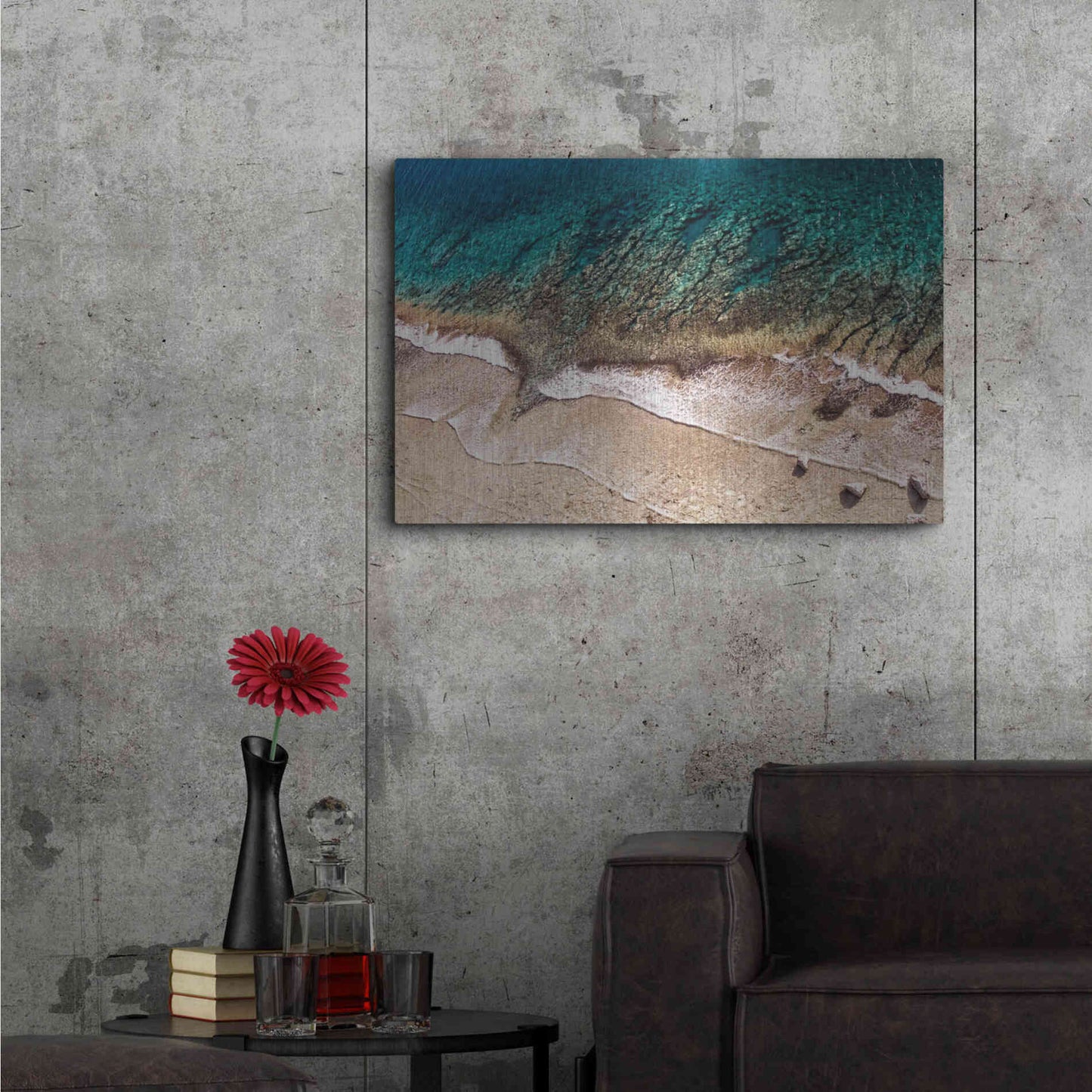 Luxe Metal Art 'Sand and Sea' by Debra Van Swearingen, Metal Wall Art,36x24