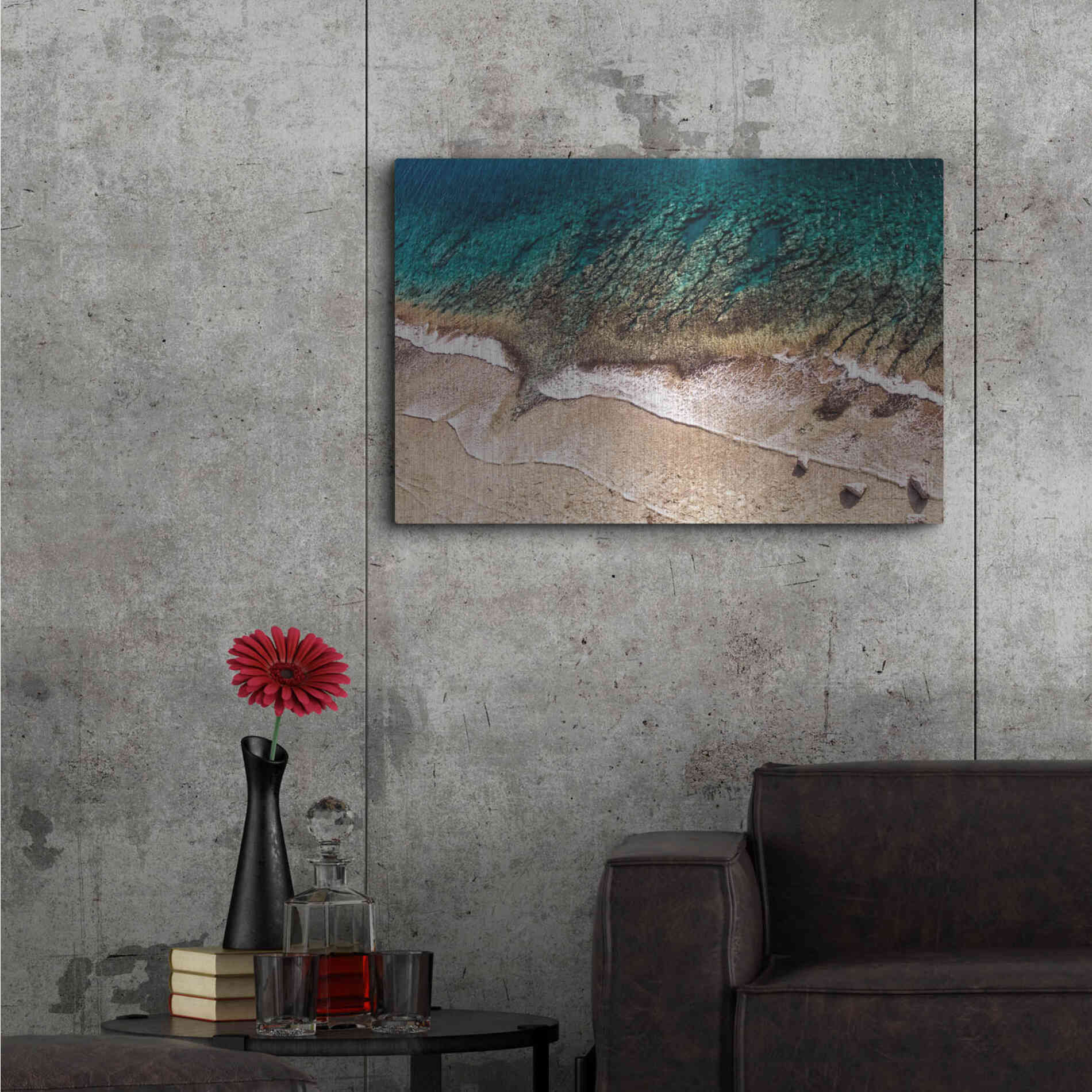 Luxe Metal Art 'Sand and Sea' by Debra Van Swearingen, Metal Wall Art,36x24