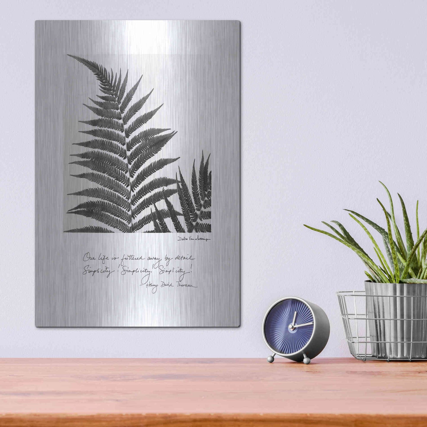 Luxe Metal Art 'Delicate Fern v2' by Debra Van Swearingen, Metal Wall Art,12x16