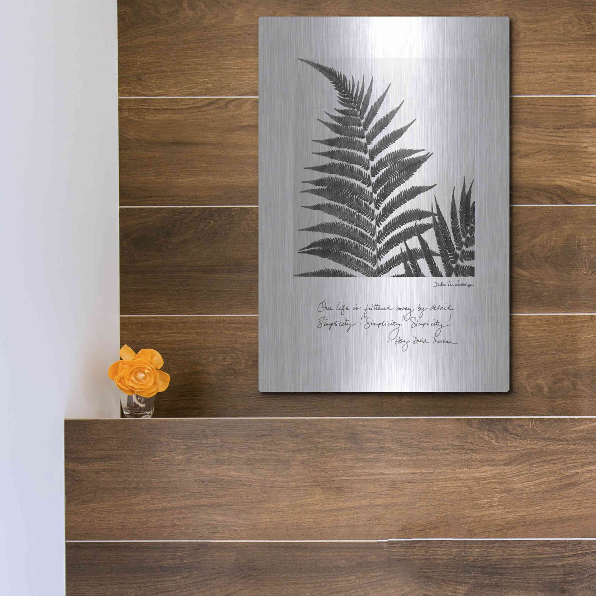 Luxe Metal Art 'Delicate Fern v2' by Debra Van Swearingen, Metal Wall Art,12x16