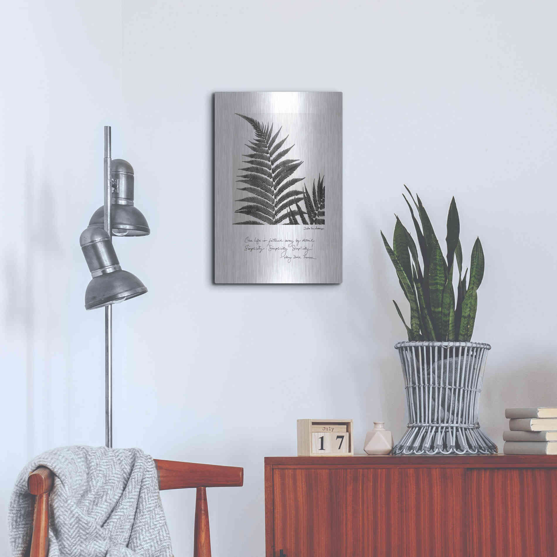 Luxe Metal Art 'Delicate Fern v2' by Debra Van Swearingen, Metal Wall Art,16x24
