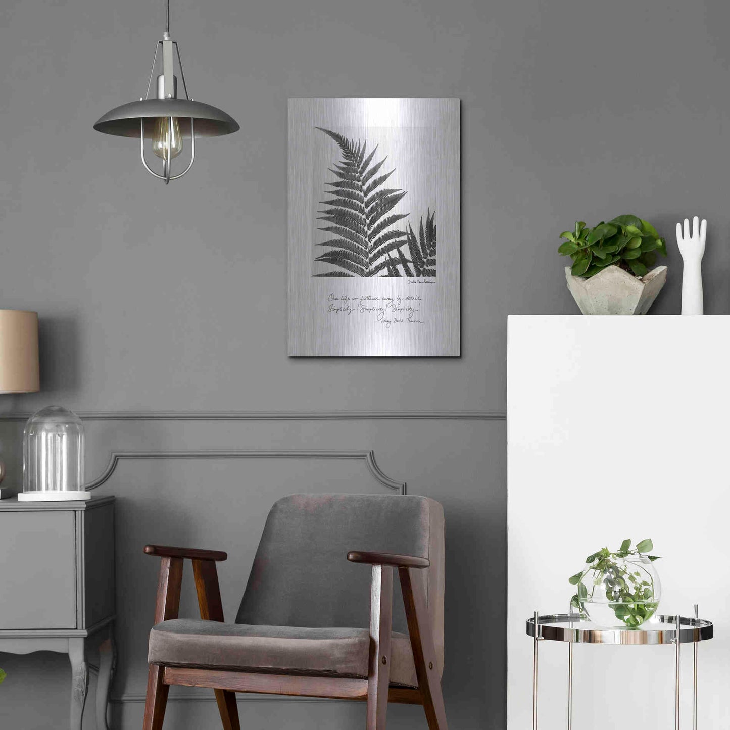 Luxe Metal Art 'Delicate Fern v2' by Debra Van Swearingen, Metal Wall Art,16x24