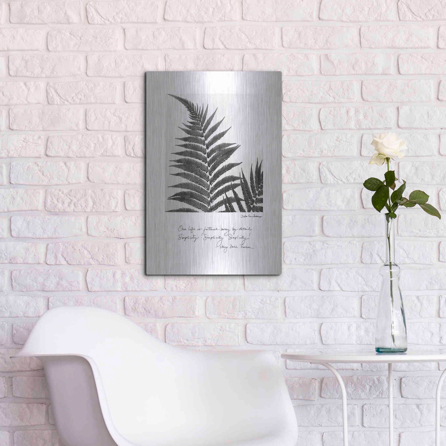 Luxe Metal Art 'Delicate Fern v2' by Debra Van Swearingen, Metal Wall Art,16x24