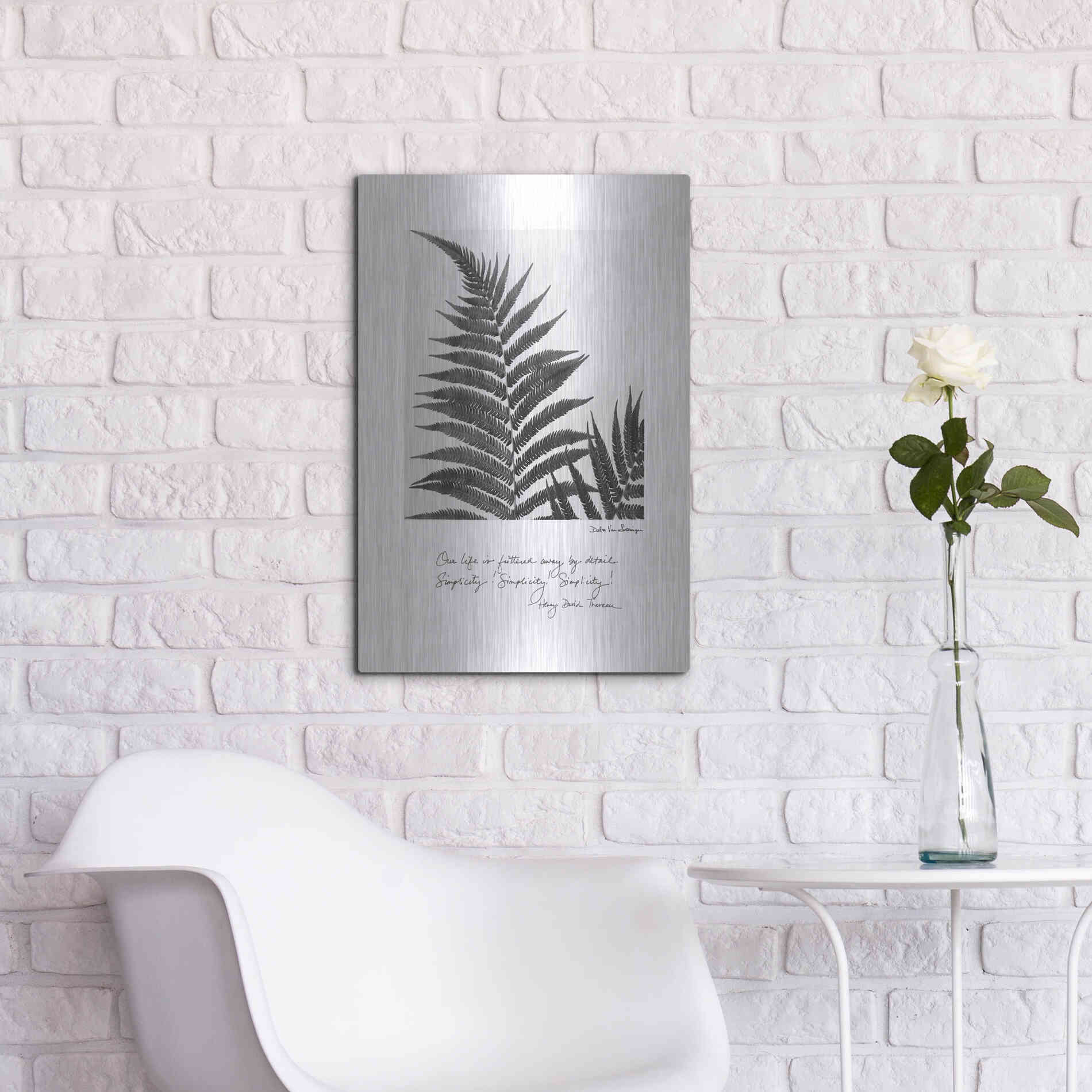 Luxe Metal Art 'Delicate Fern v2' by Debra Van Swearingen, Metal Wall Art,16x24