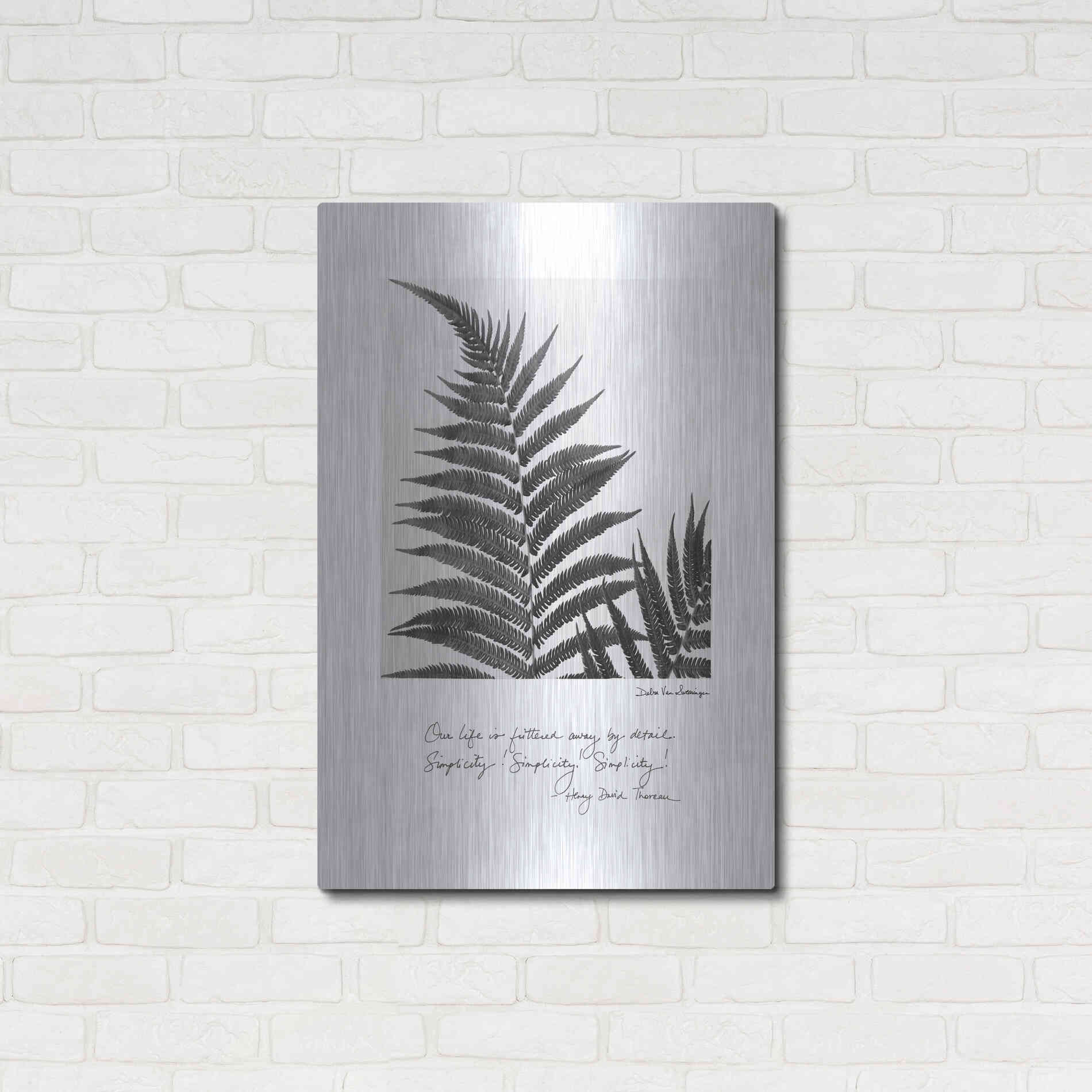 Luxe Metal Art 'Delicate Fern v2' by Debra Van Swearingen, Metal Wall Art,24x36