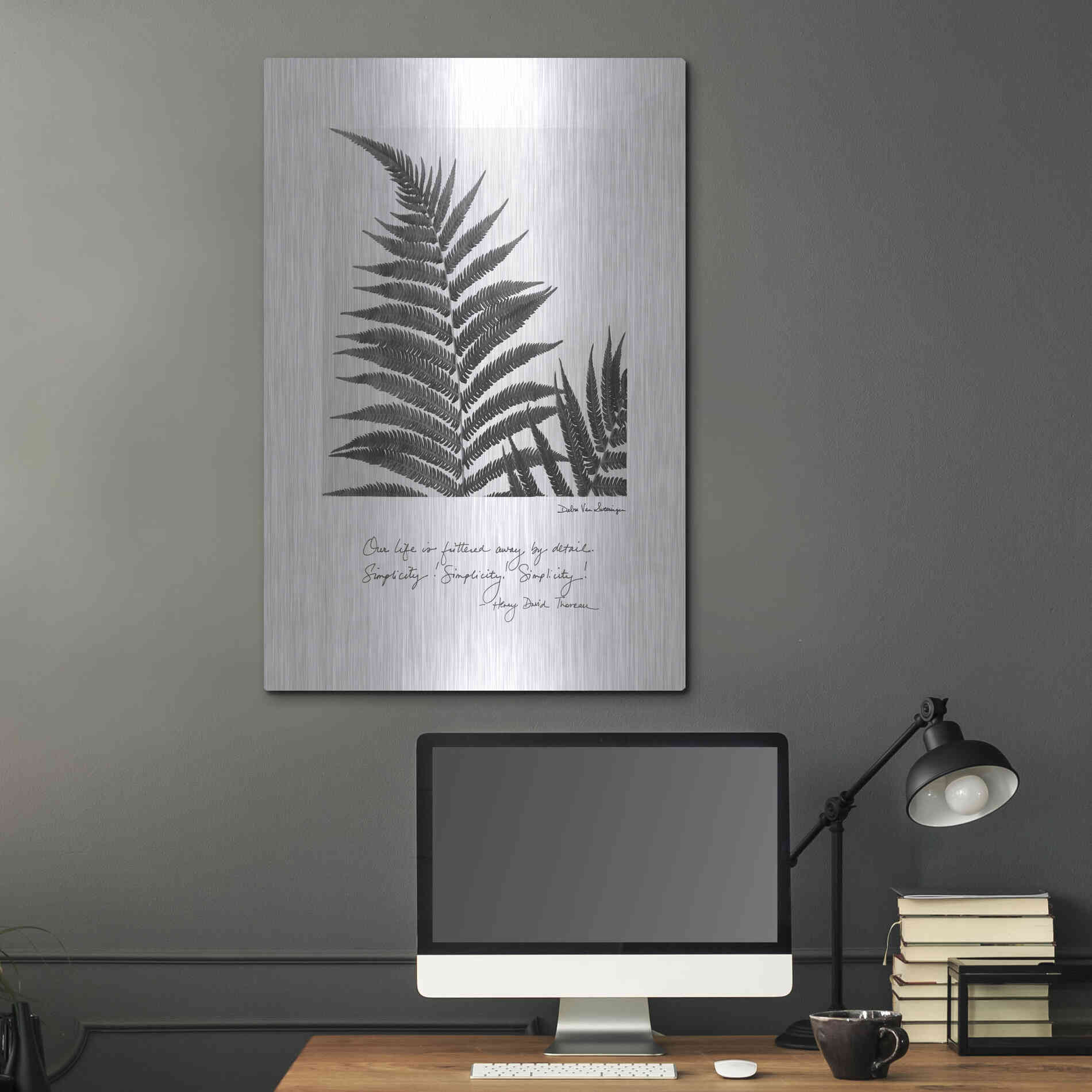 Luxe Metal Art 'Delicate Fern v2' by Debra Van Swearingen, Metal Wall Art,24x36