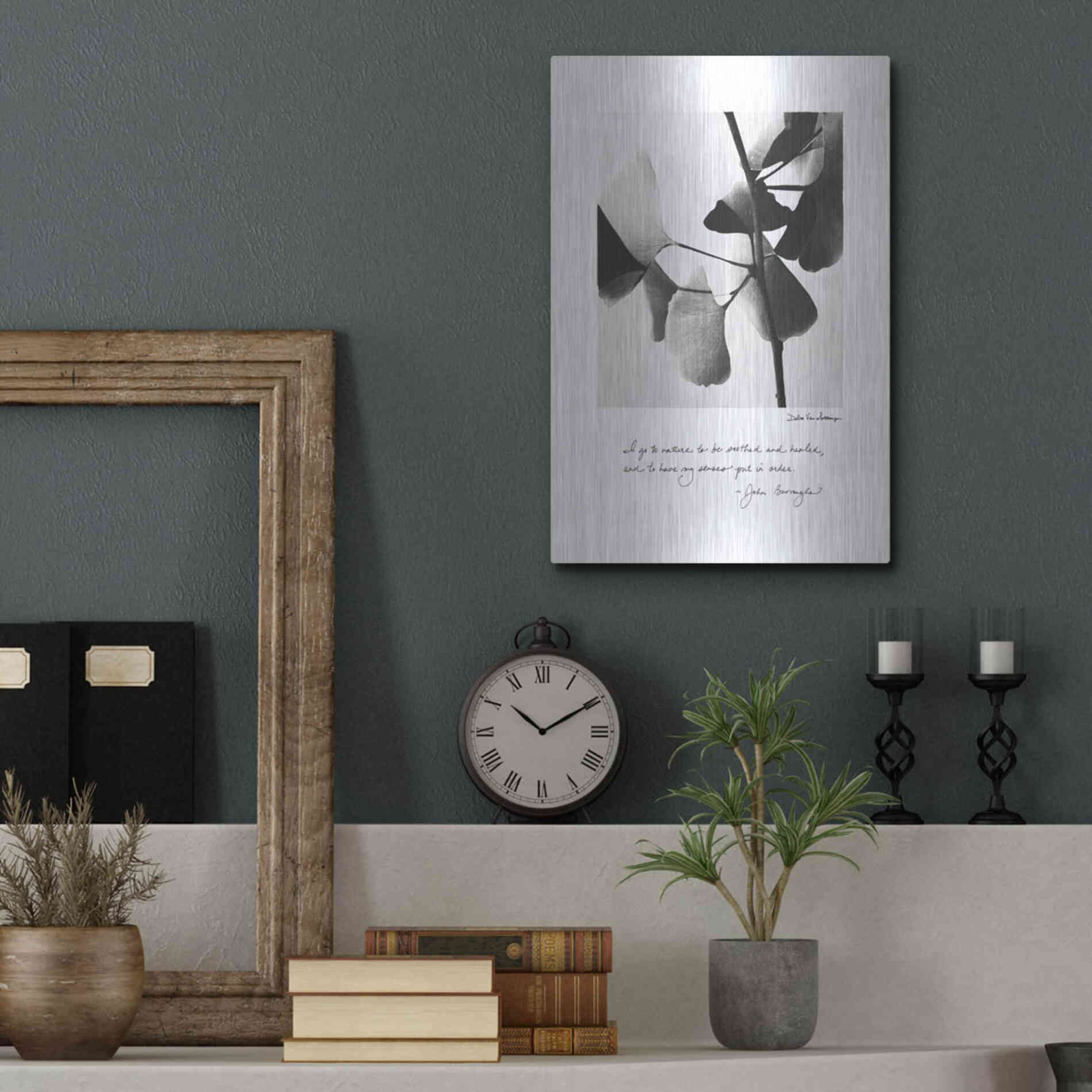 Luxe Metal Art 'Delicate Ginkgo v2' by Debra Van Swearingen, Metal Wall Art,12x16