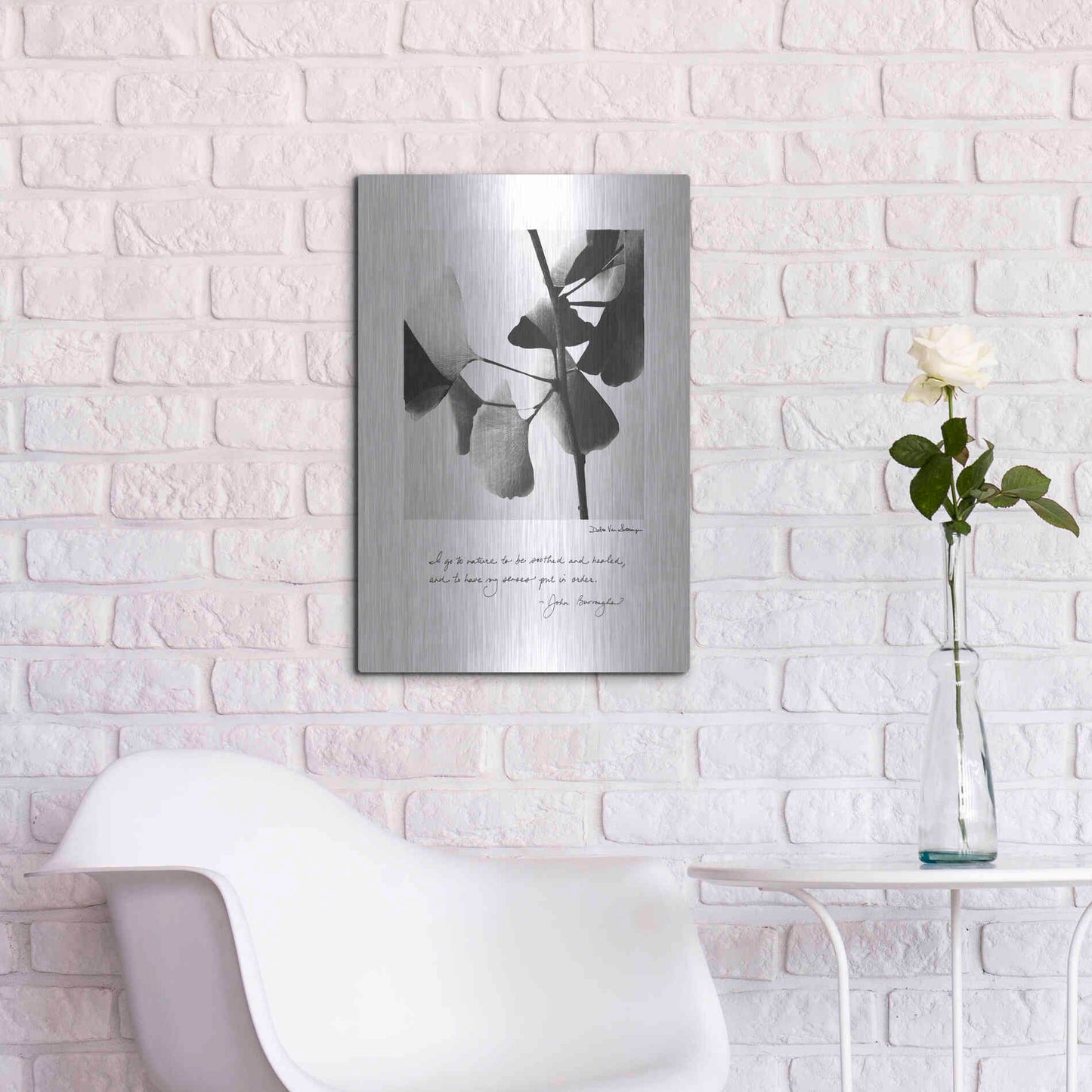 Luxe Metal Art 'Delicate Ginkgo v2' by Debra Van Swearingen, Metal Wall Art,16x24