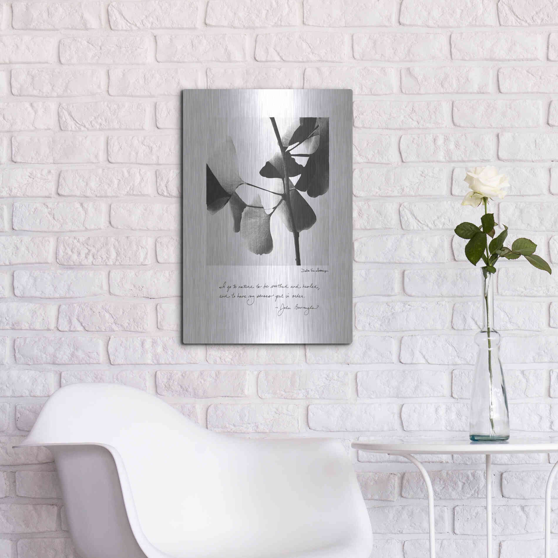 Luxe Metal Art 'Delicate Ginkgo v2' by Debra Van Swearingen, Metal Wall Art,16x24