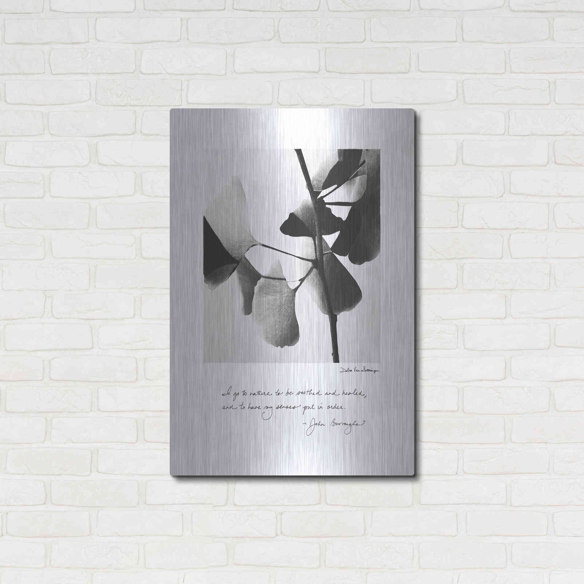 Luxe Metal Art 'Delicate Ginkgo v2' by Debra Van Swearingen, Metal Wall Art,24x36