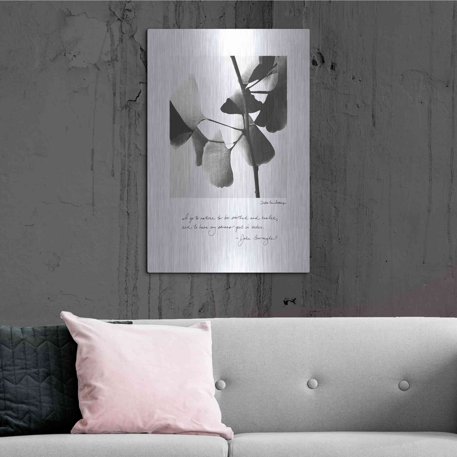 Luxe Metal Art 'Delicate Ginkgo v2' by Debra Van Swearingen, Metal Wall Art,24x36