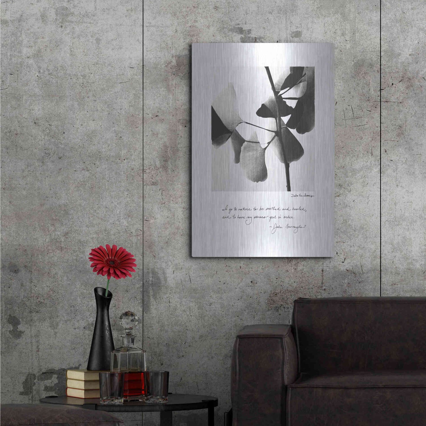 Luxe Metal Art 'Delicate Ginkgo v2' by Debra Van Swearingen, Metal Wall Art,24x36