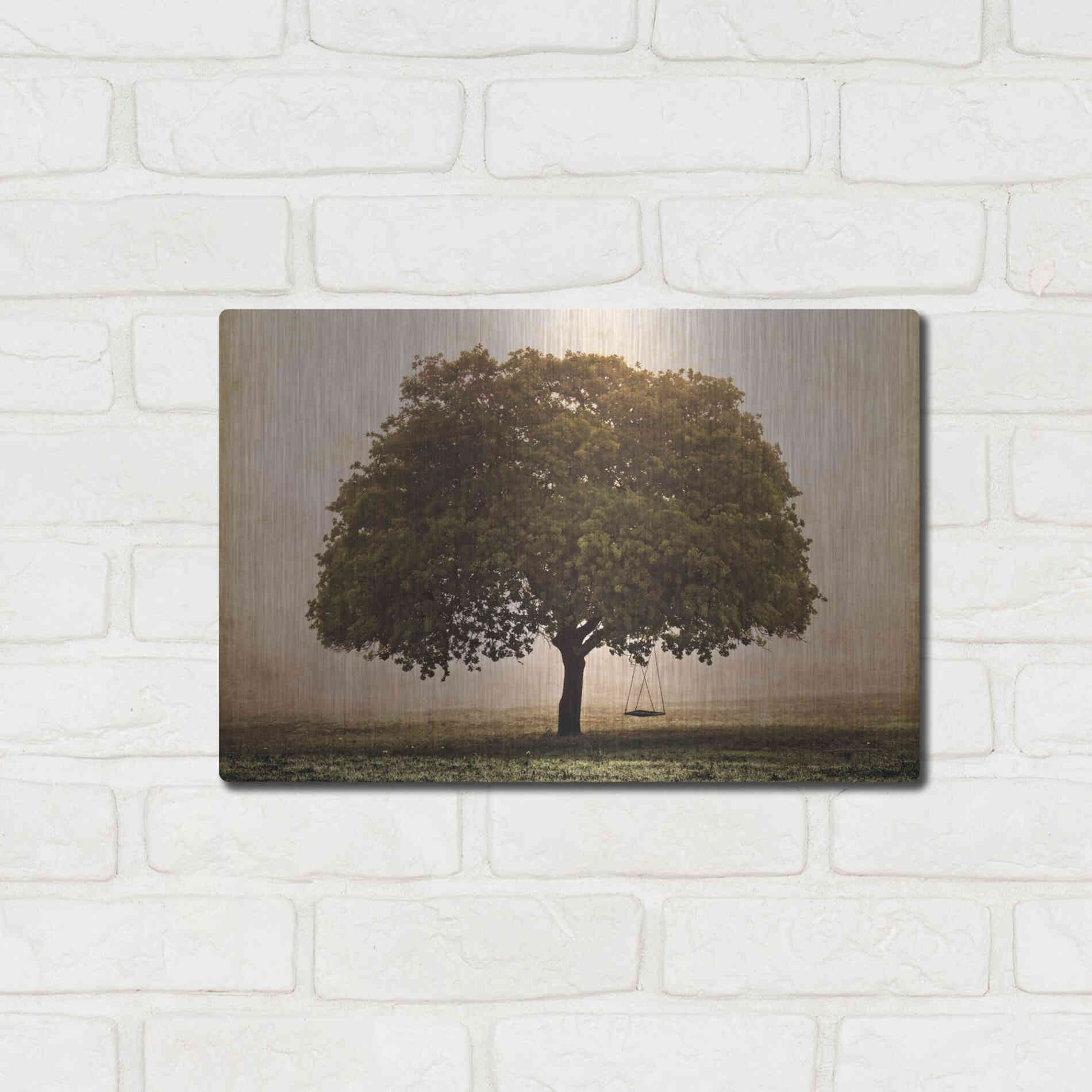 Luxe Metal Art 'The Hopeful Oak' by Debra Van Swearingen, Metal Wall Art,16x12