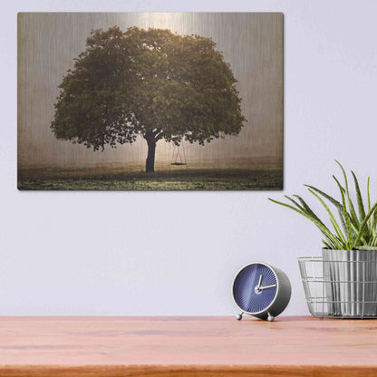 Luxe Metal Art 'The Hopeful Oak' by Debra Van Swearingen, Metal Wall Art,16x12