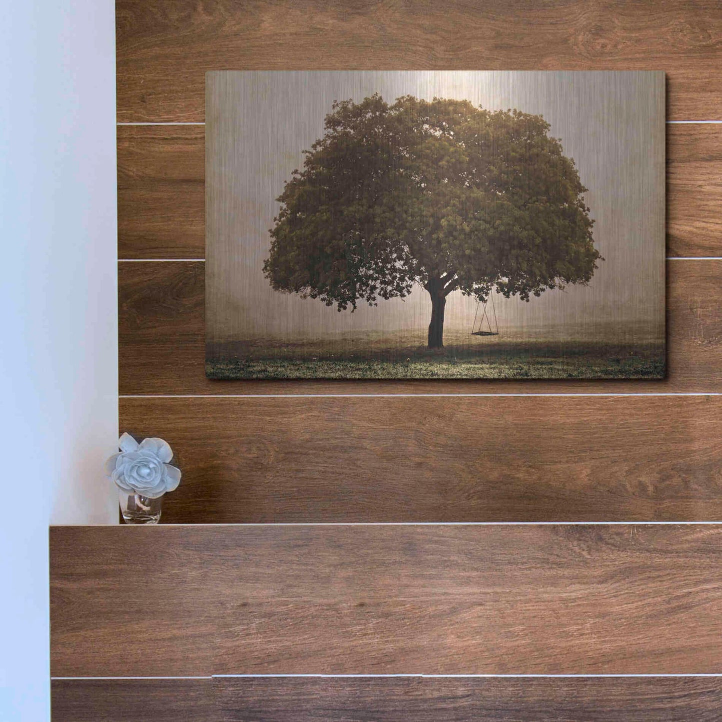 Luxe Metal Art 'The Hopeful Oak' by Debra Van Swearingen, Metal Wall Art,16x12