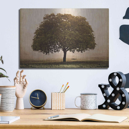 Luxe Metal Art 'The Hopeful Oak' by Debra Van Swearingen, Metal Wall Art,16x12