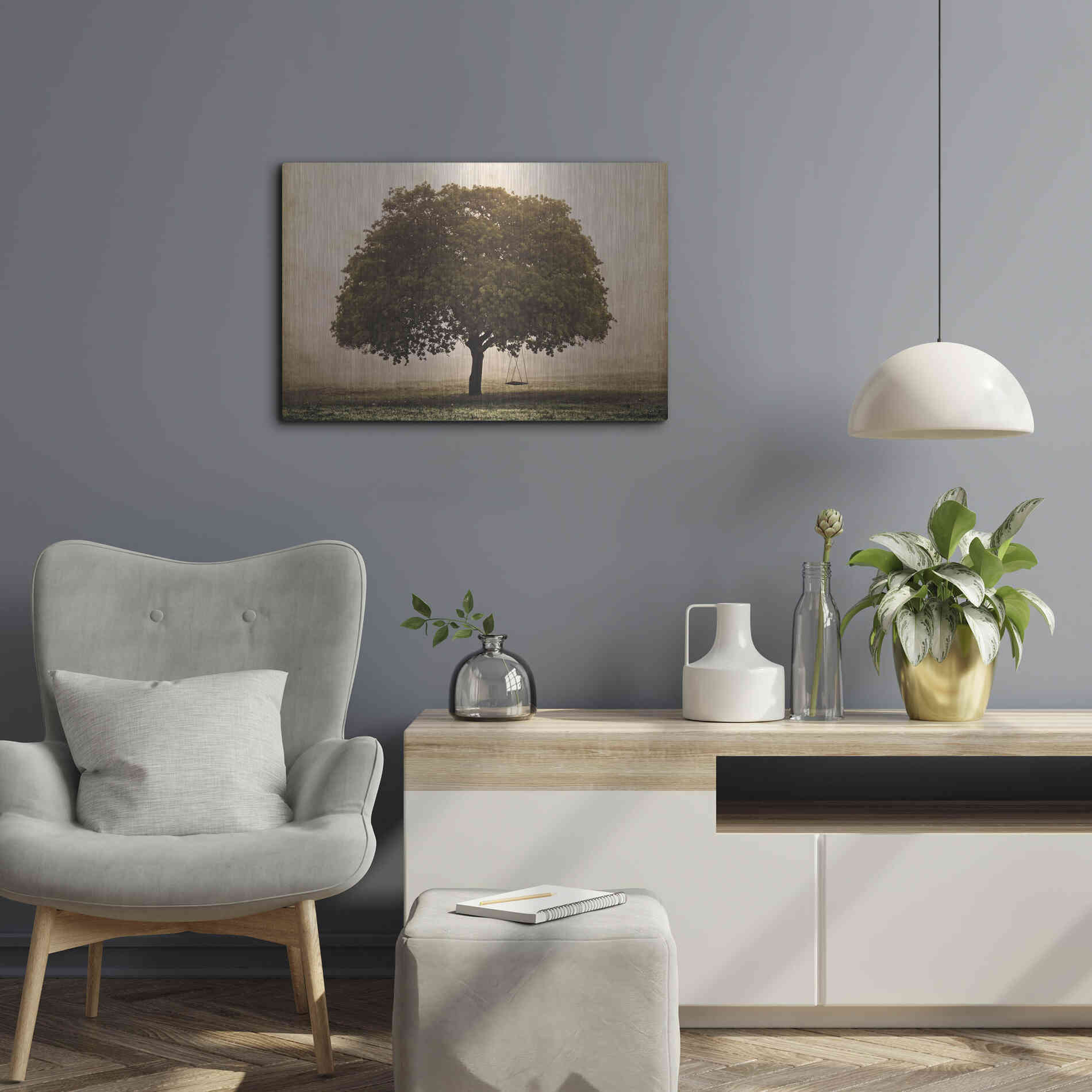 Luxe Metal Art 'The Hopeful Oak' by Debra Van Swearingen, Metal Wall Art,24x16