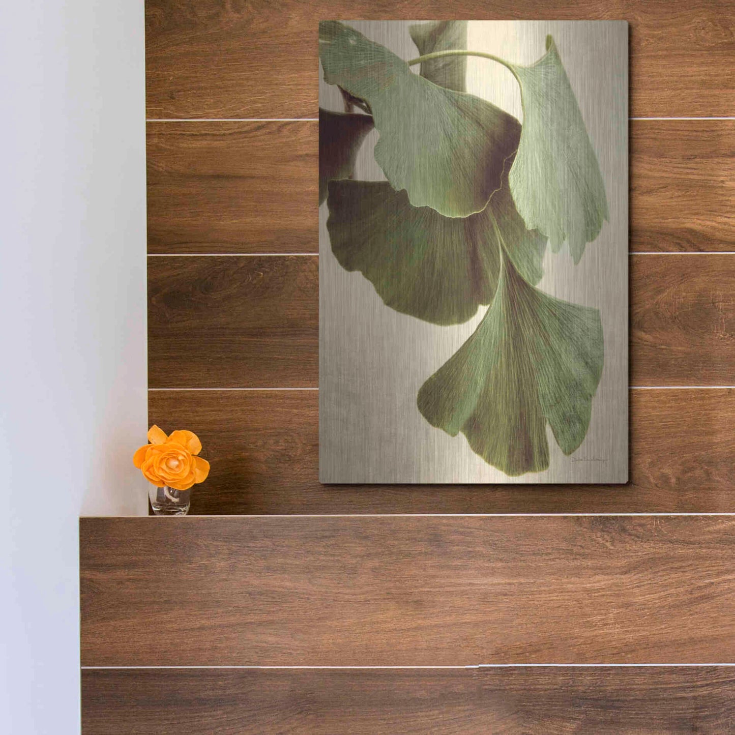 Luxe Metal Art 'Gingko Color' by Debra Van Swearingen, Metal Wall Art,12x16