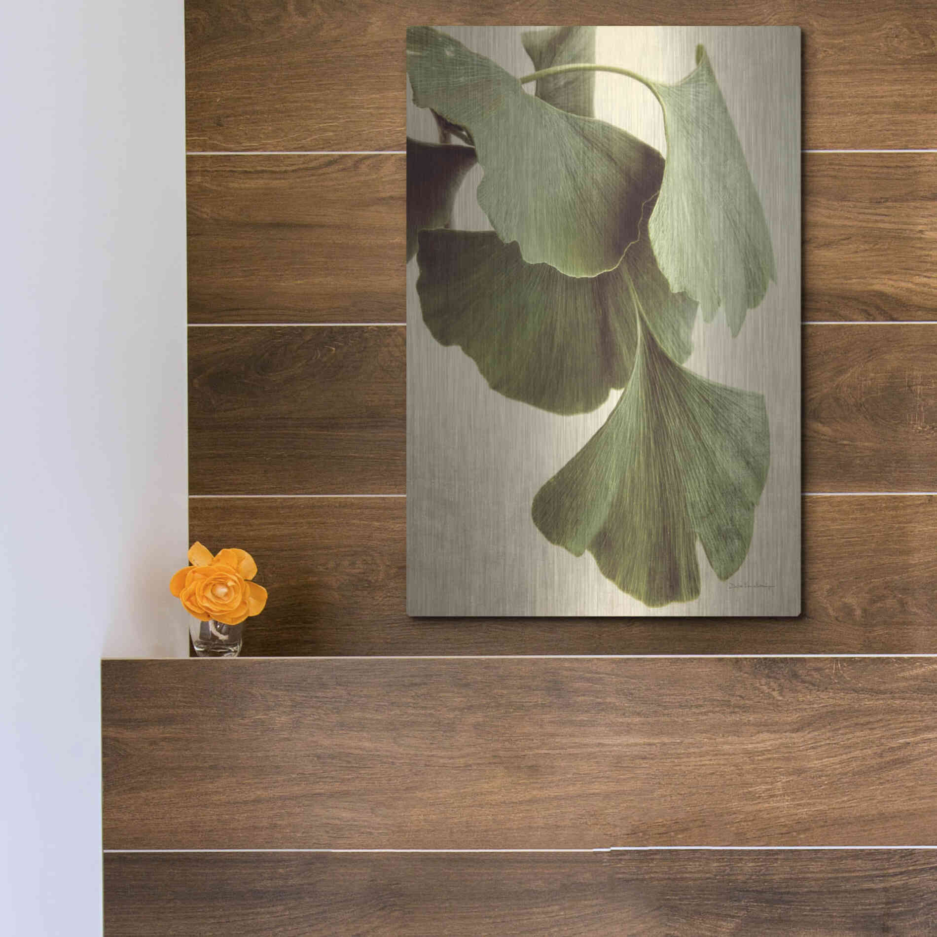 Luxe Metal Art 'Gingko Color' by Debra Van Swearingen, Metal Wall Art,12x16