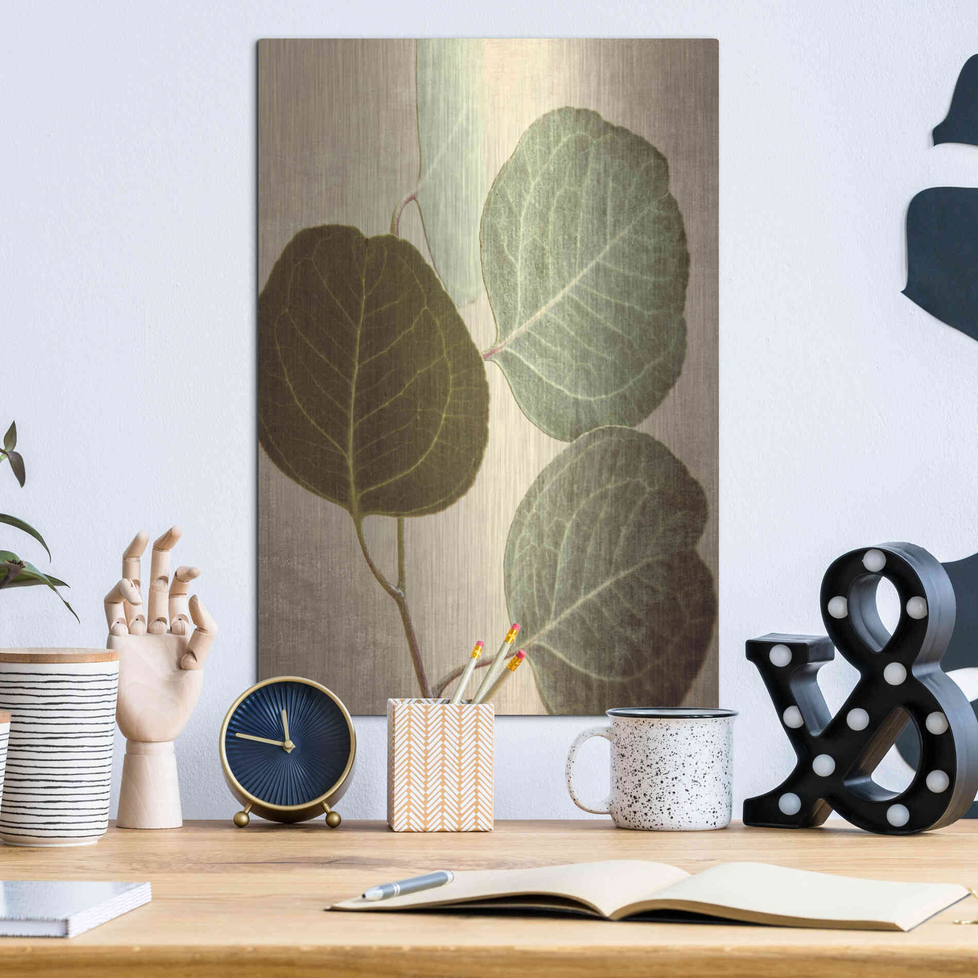 Luxe Metal Art 'Eucalyptus Color' by Debra Van Swearingen, Metal Wall Art,12x16