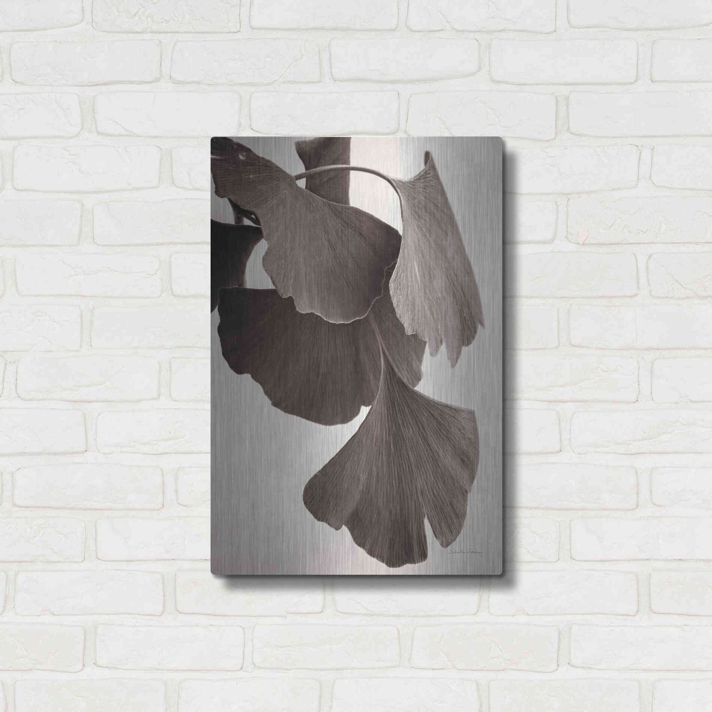 Luxe Metal Art 'Gingko Sepia' by Debra Van Swearingen, Metal Wall Art,16x24