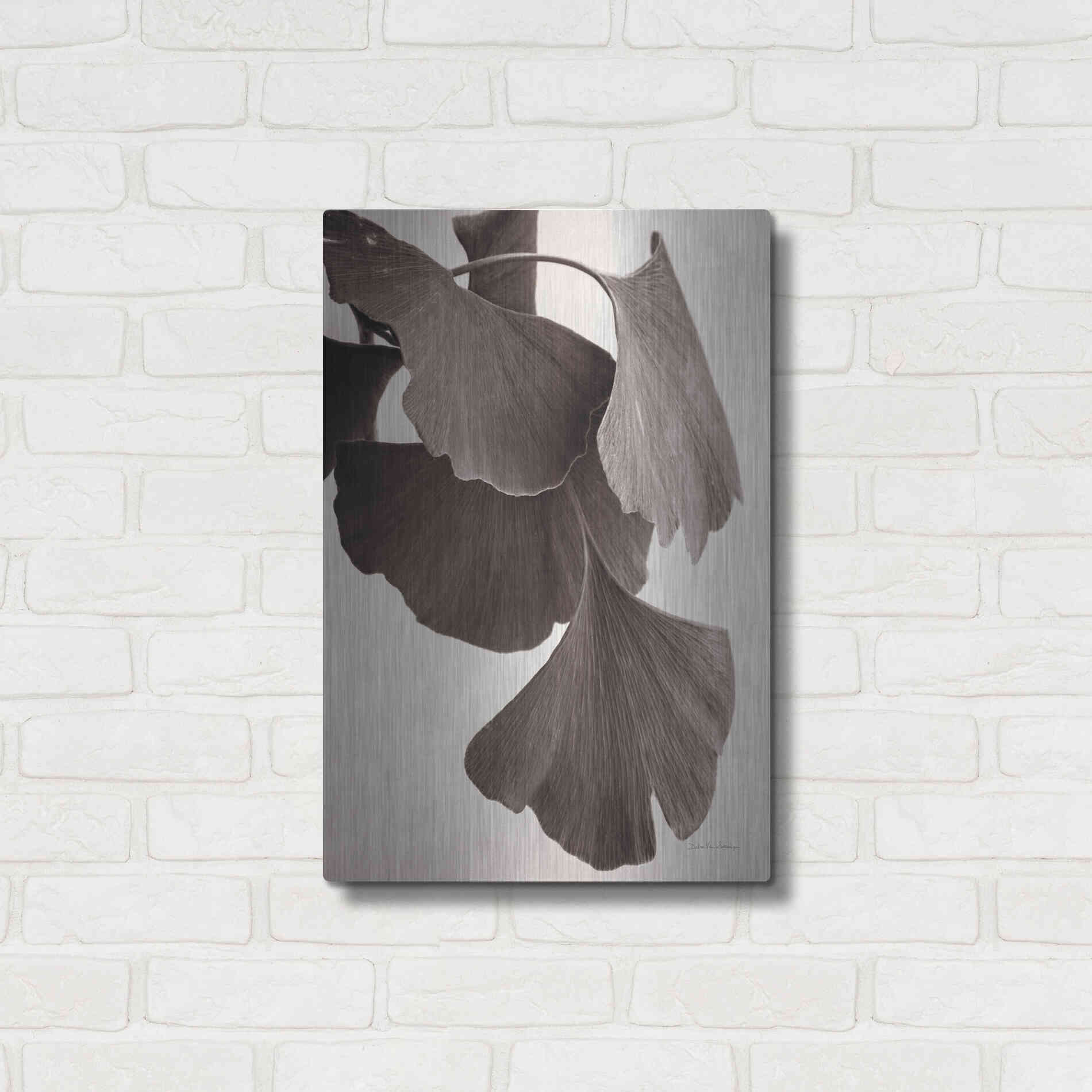 Luxe Metal Art 'Gingko Sepia' by Debra Van Swearingen, Metal Wall Art,16x24