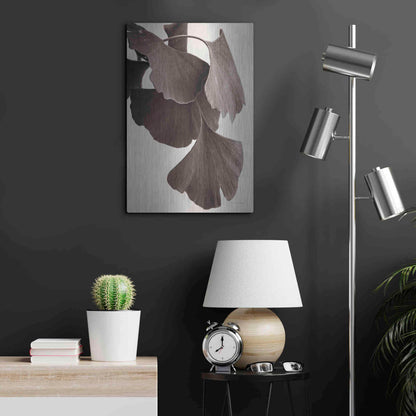 Luxe Metal Art 'Gingko Sepia' by Debra Van Swearingen, Metal Wall Art,16x24