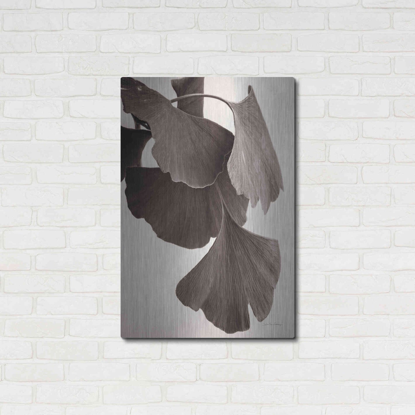 Luxe Metal Art 'Gingko Sepia' by Debra Van Swearingen, Metal Wall Art,24x36