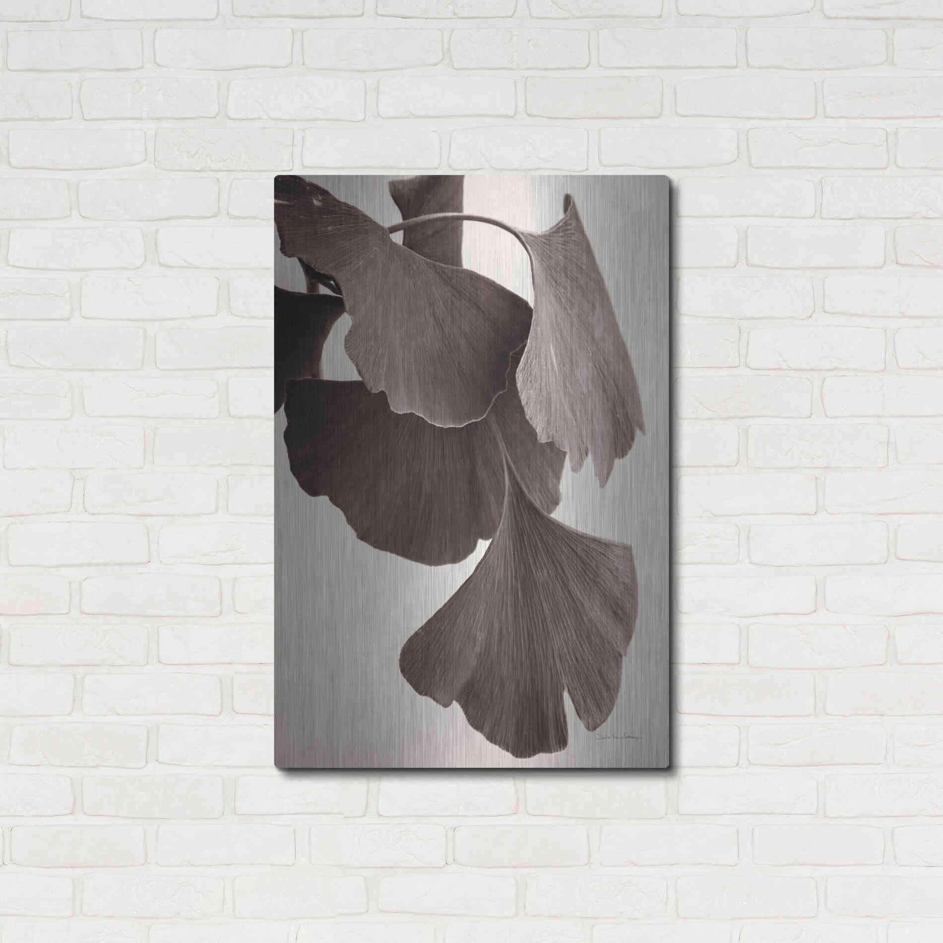 Luxe Metal Art 'Gingko Sepia' by Debra Van Swearingen, Metal Wall Art,24x36
