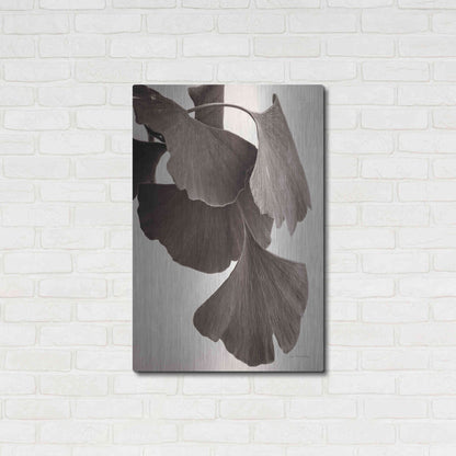 Luxe Metal Art 'Gingko Sepia' by Debra Van Swearingen, Metal Wall Art,24x36