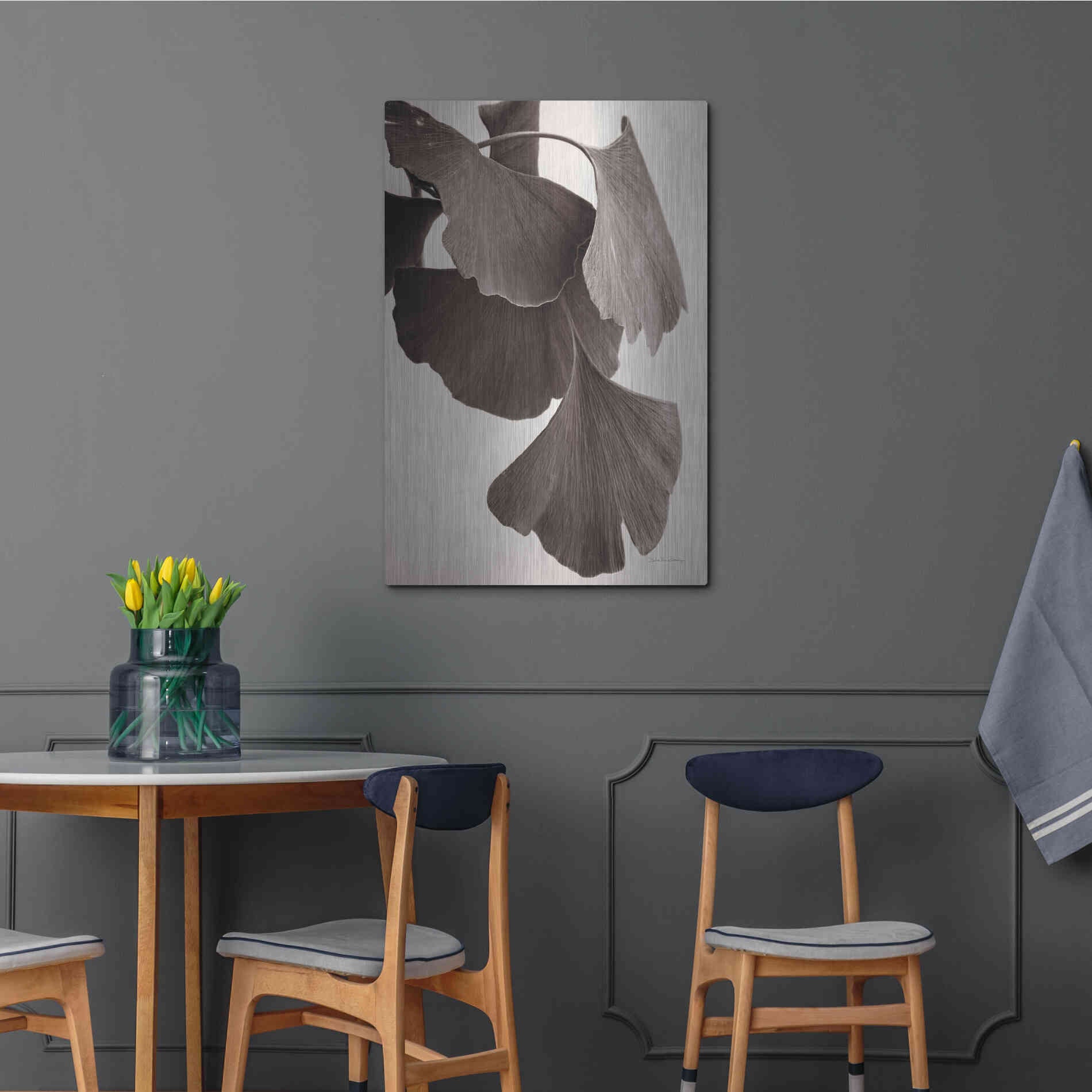Luxe Metal Art 'Gingko Sepia' by Debra Van Swearingen, Metal Wall Art,24x36