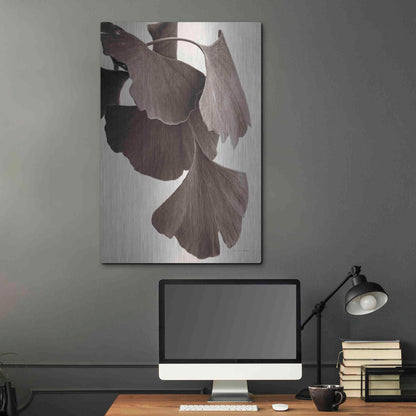 Luxe Metal Art 'Gingko Sepia' by Debra Van Swearingen, Metal Wall Art,24x36