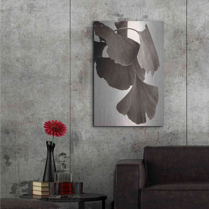 Luxe Metal Art 'Gingko Sepia' by Debra Van Swearingen, Metal Wall Art,24x36