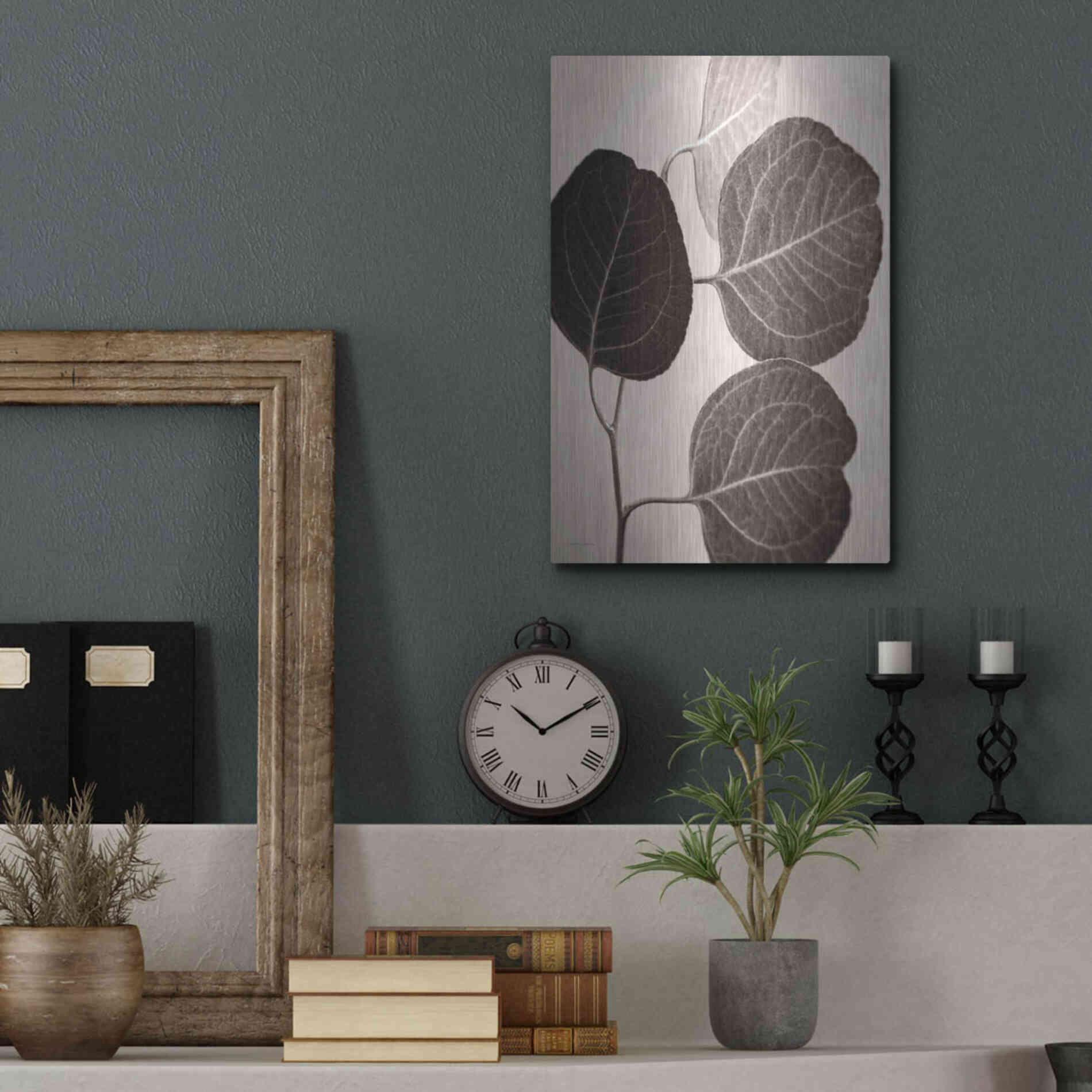 Luxe Metal Art 'Eucalyptus Sepia' by Debra Van Swearingen, Metal Wall Art,12x16