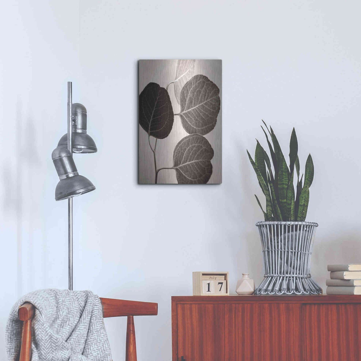 Luxe Metal Art 'Eucalyptus Sepia' by Debra Van Swearingen, Metal Wall Art,16x24