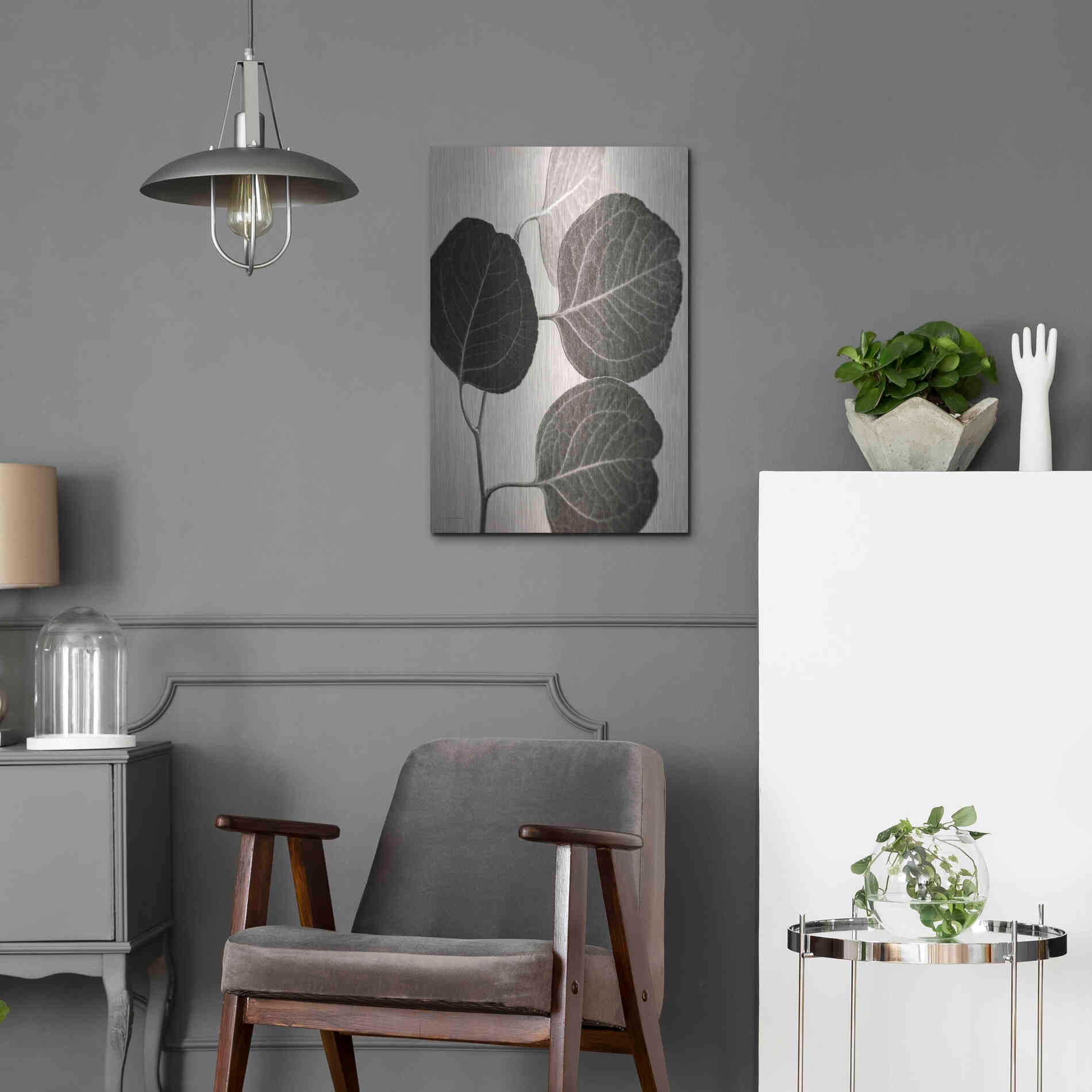 Luxe Metal Art 'Eucalyptus Sepia' by Debra Van Swearingen, Metal Wall Art,16x24