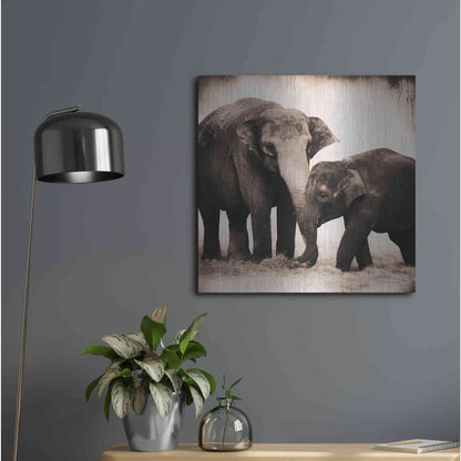 Luxe Metal Art 'Elephant III Sepia' by Debra Van Swearingen, Metal Wall Art,24x24