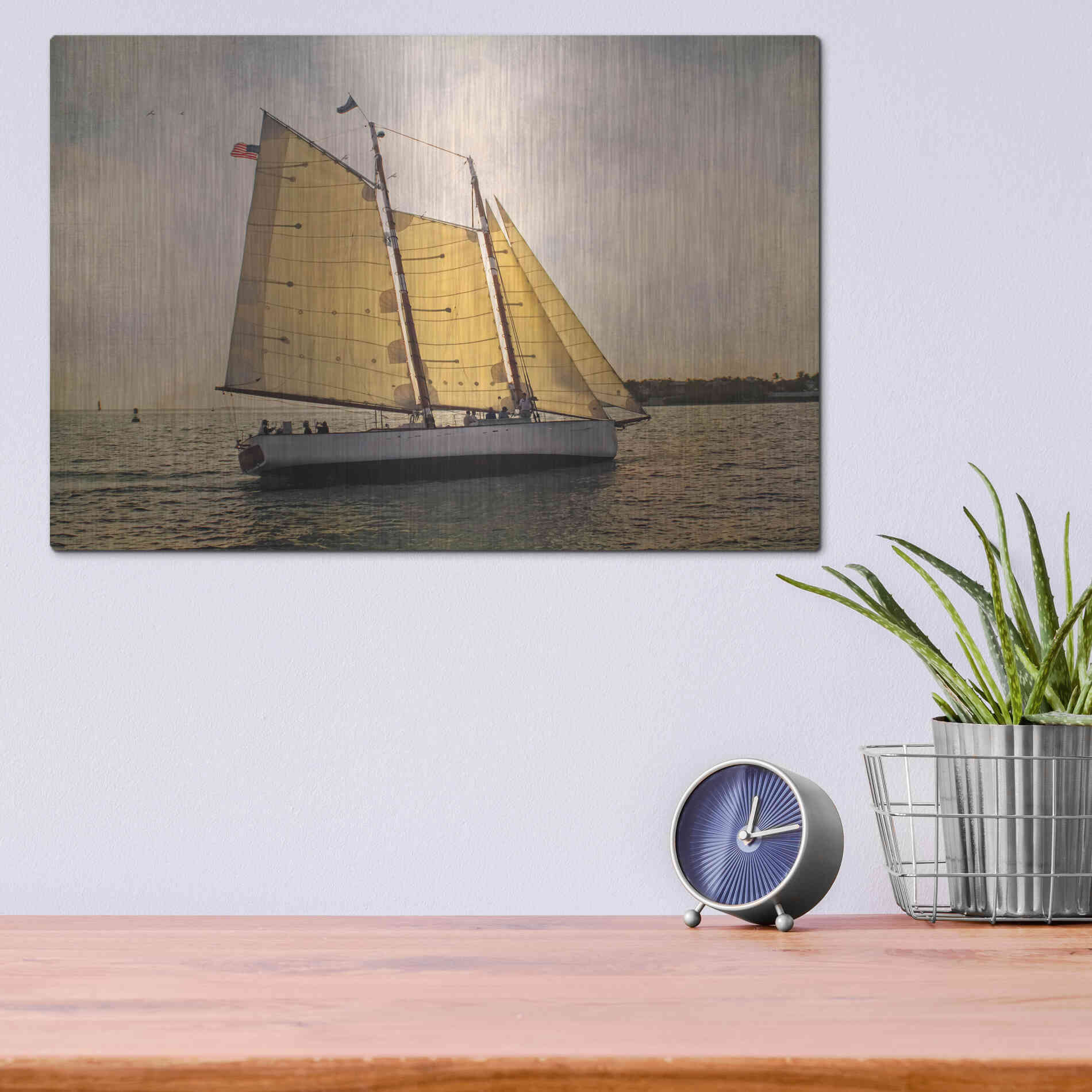 Luxe Metal Art 'Morning Sail' by Debra Van Swearingen, Metal Wall Art,16x12