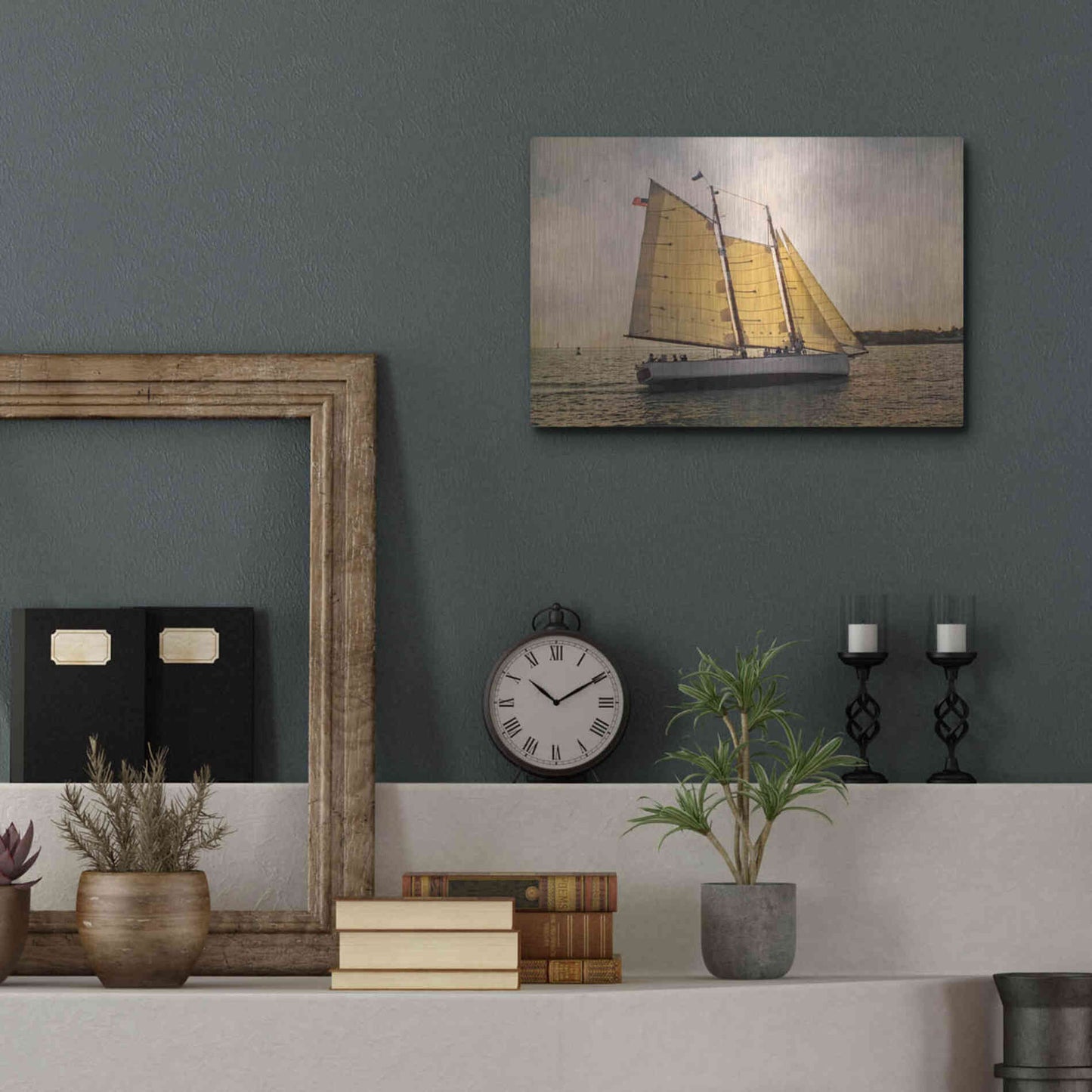 Luxe Metal Art 'Morning Sail' by Debra Van Swearingen, Metal Wall Art,16x12
