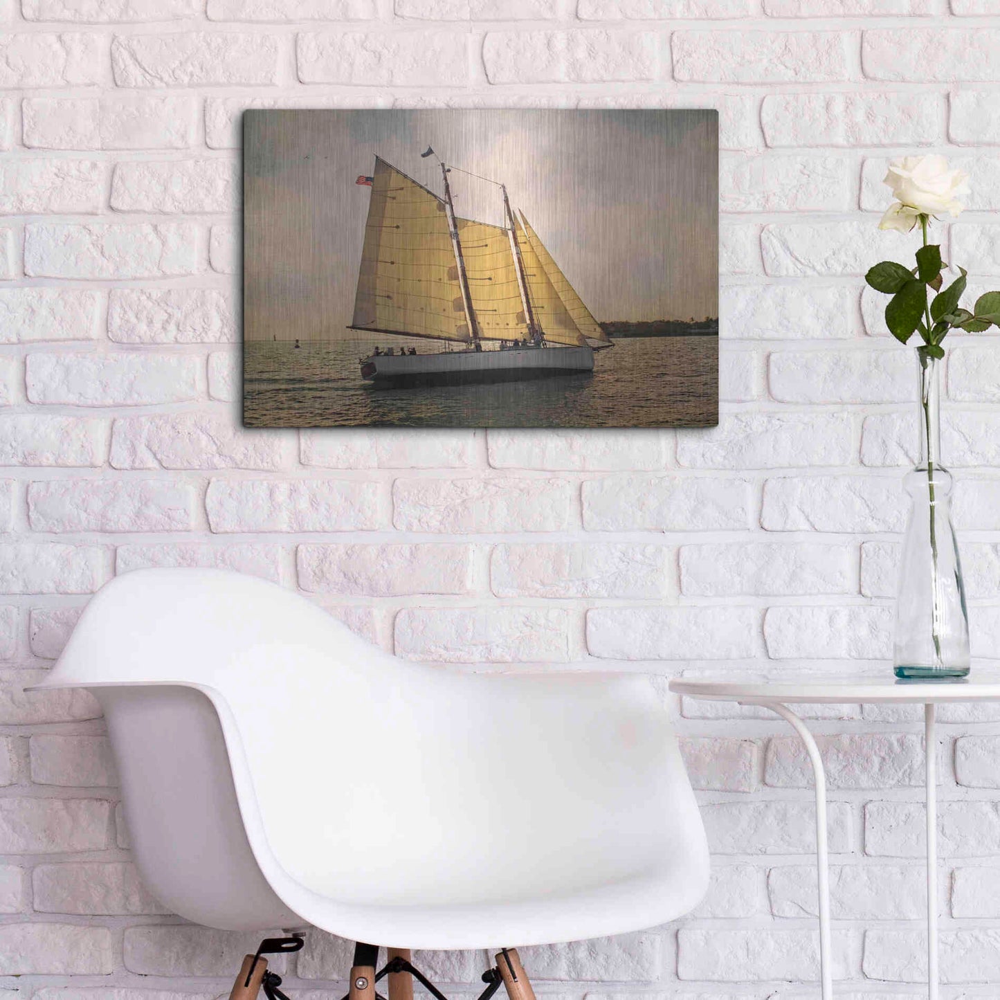 Luxe Metal Art 'Morning Sail' by Debra Van Swearingen, Metal Wall Art,24x16