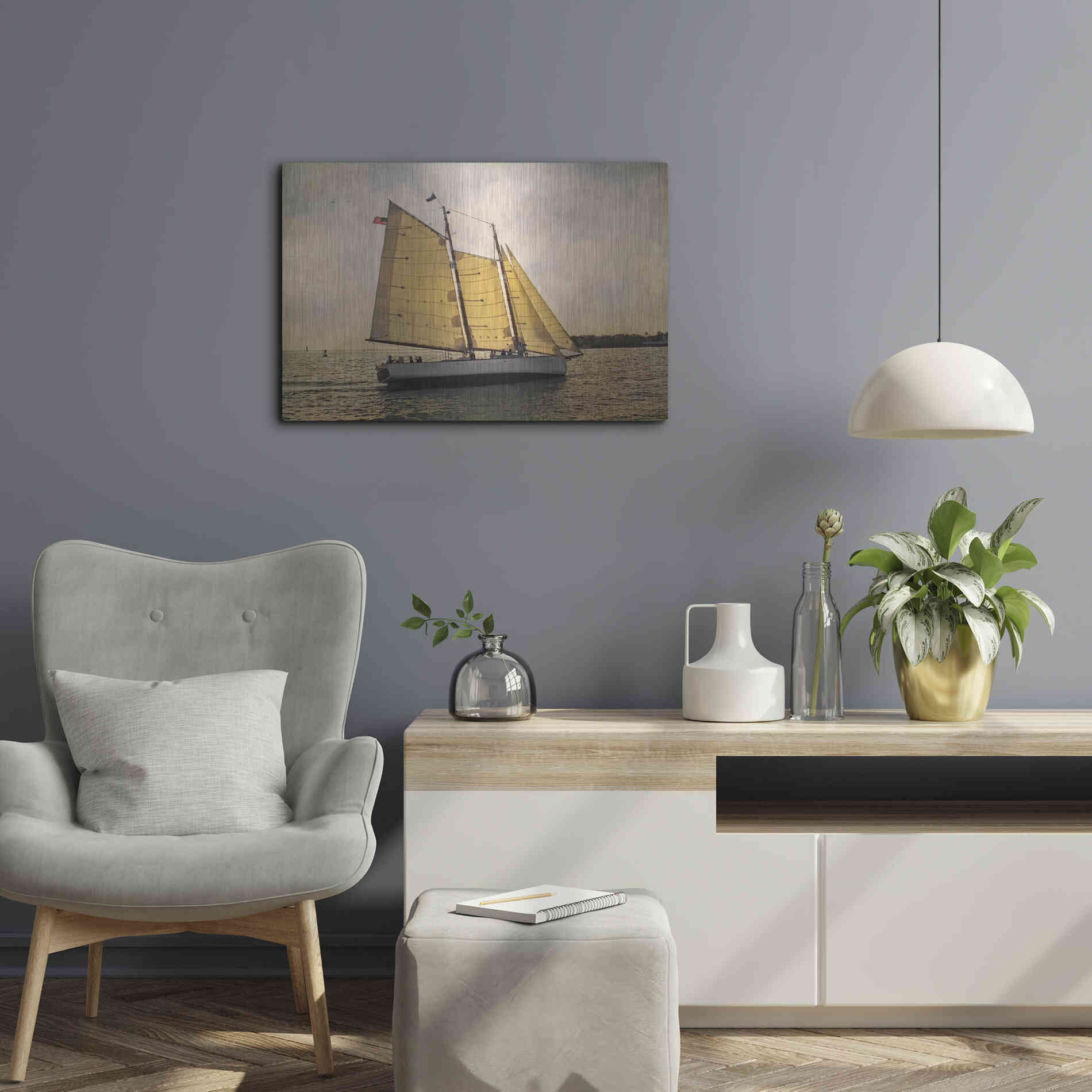 Luxe Metal Art 'Morning Sail' by Debra Van Swearingen, Metal Wall Art,24x16