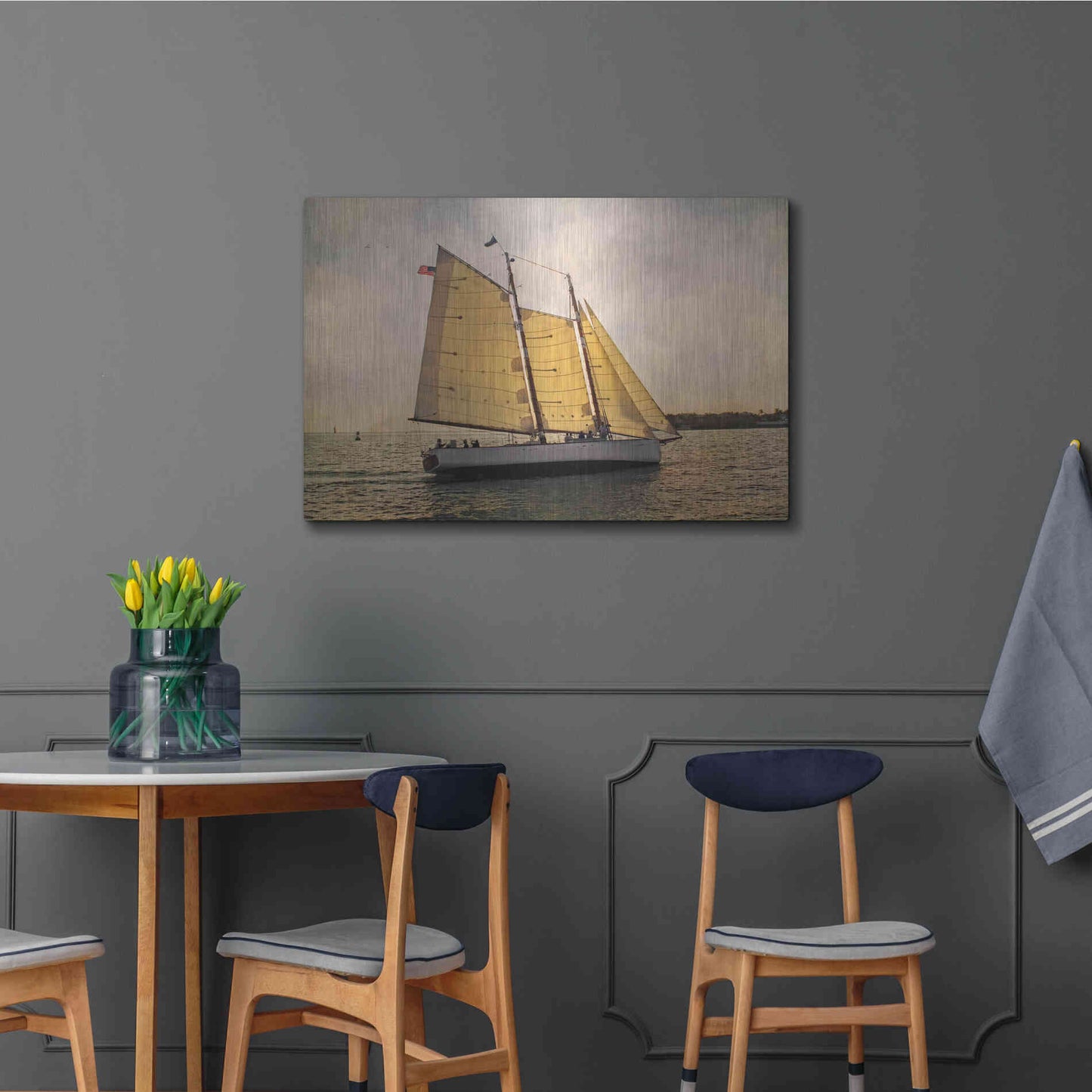 Luxe Metal Art 'Morning Sail' by Debra Van Swearingen, Metal Wall Art,36x24