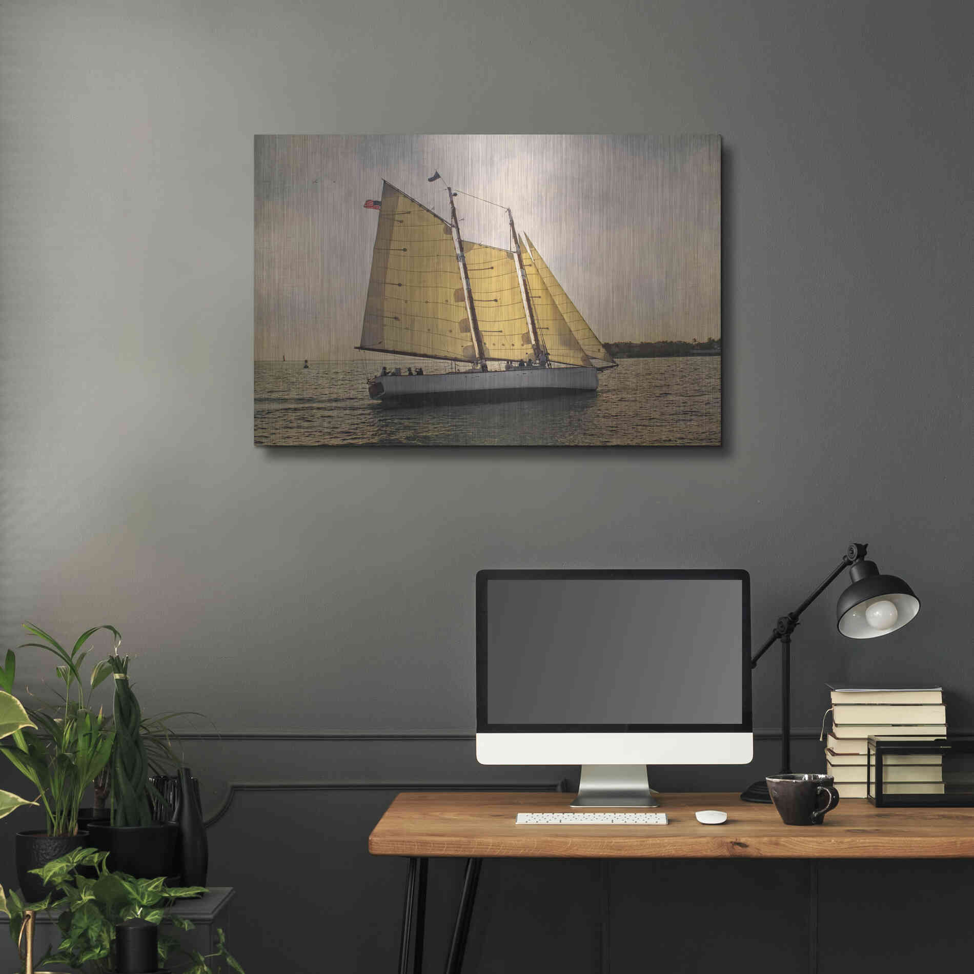 Luxe Metal Art 'Morning Sail' by Debra Van Swearingen, Metal Wall Art,36x24