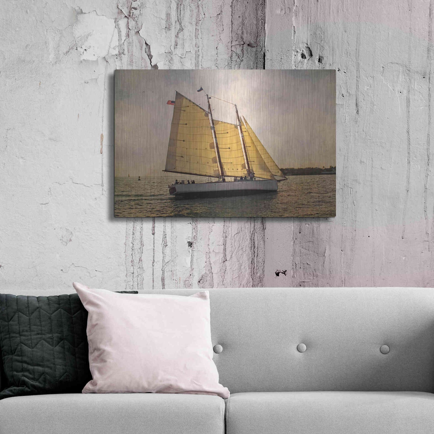 Luxe Metal Art 'Morning Sail' by Debra Van Swearingen, Metal Wall Art,36x24