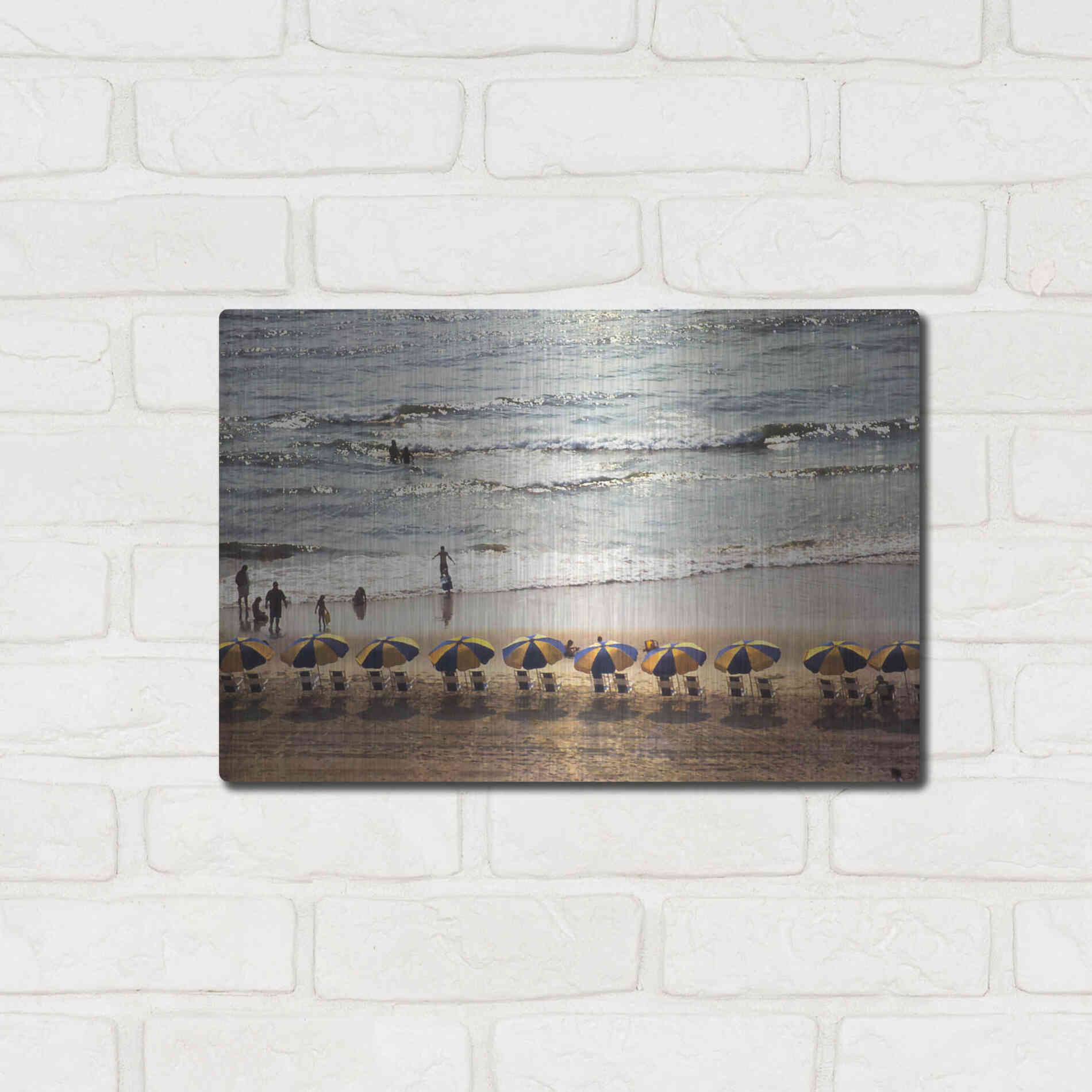 Luxe Metal Art 'A Day At The Beach' by Debra Van Swearingen, Metal Wall Art,16x12