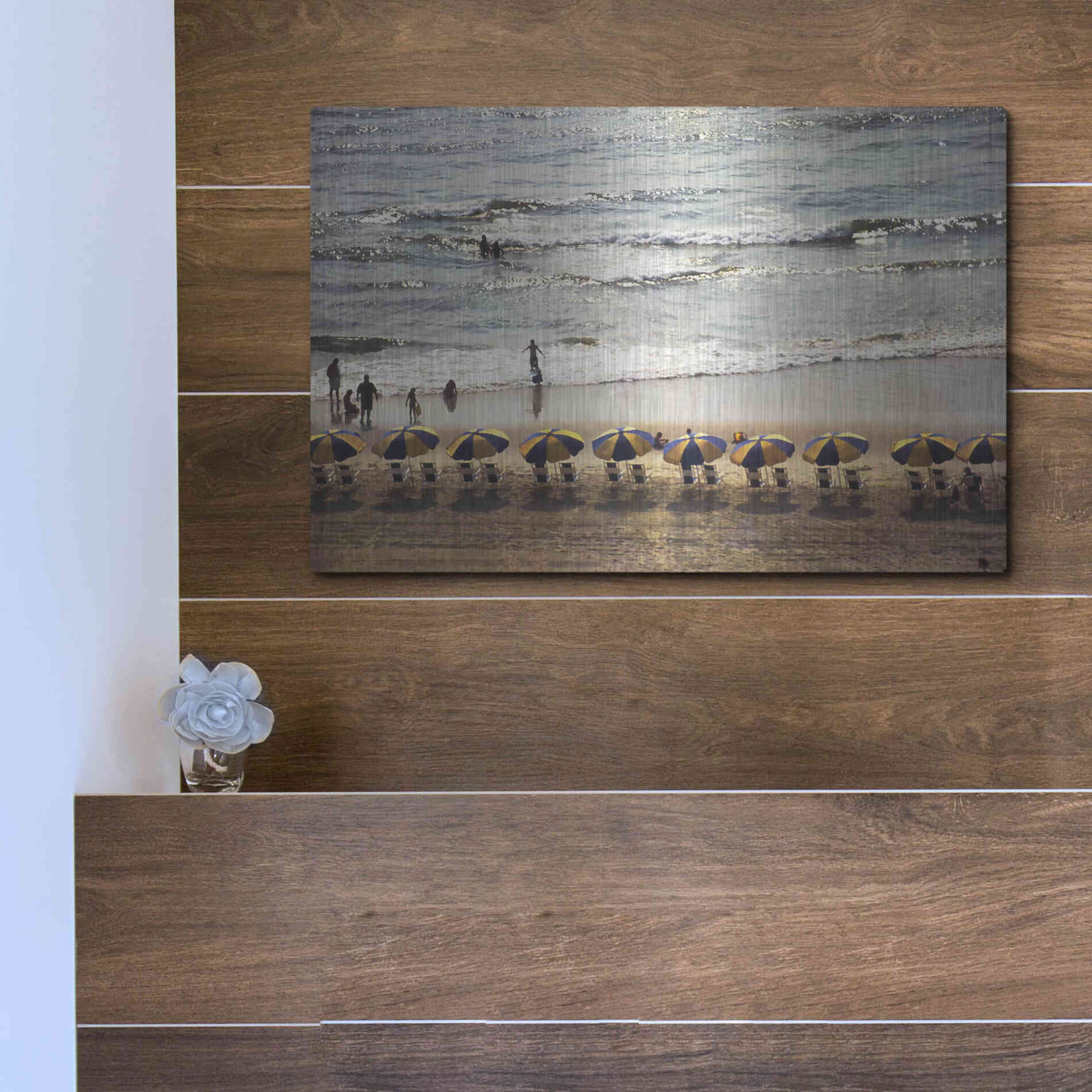 Luxe Metal Art 'A Day At The Beach' by Debra Van Swearingen, Metal Wall Art,16x12